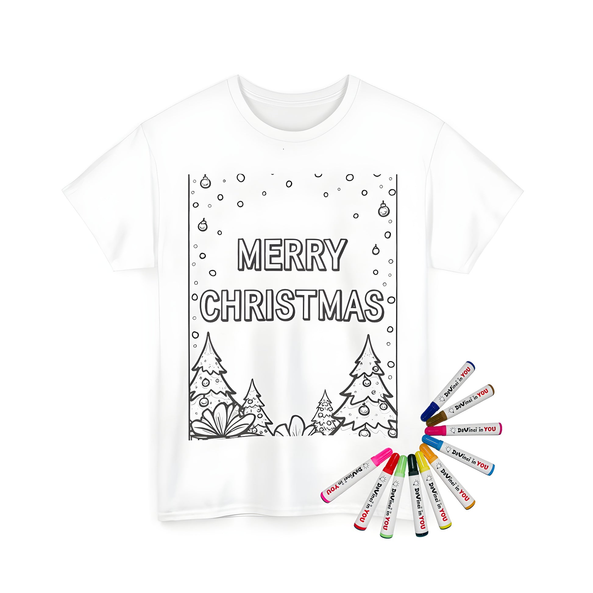 Holiday themed unisex t-shirt with festive design and message