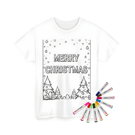 Holiday themed unisex t-shirt with festive design and message