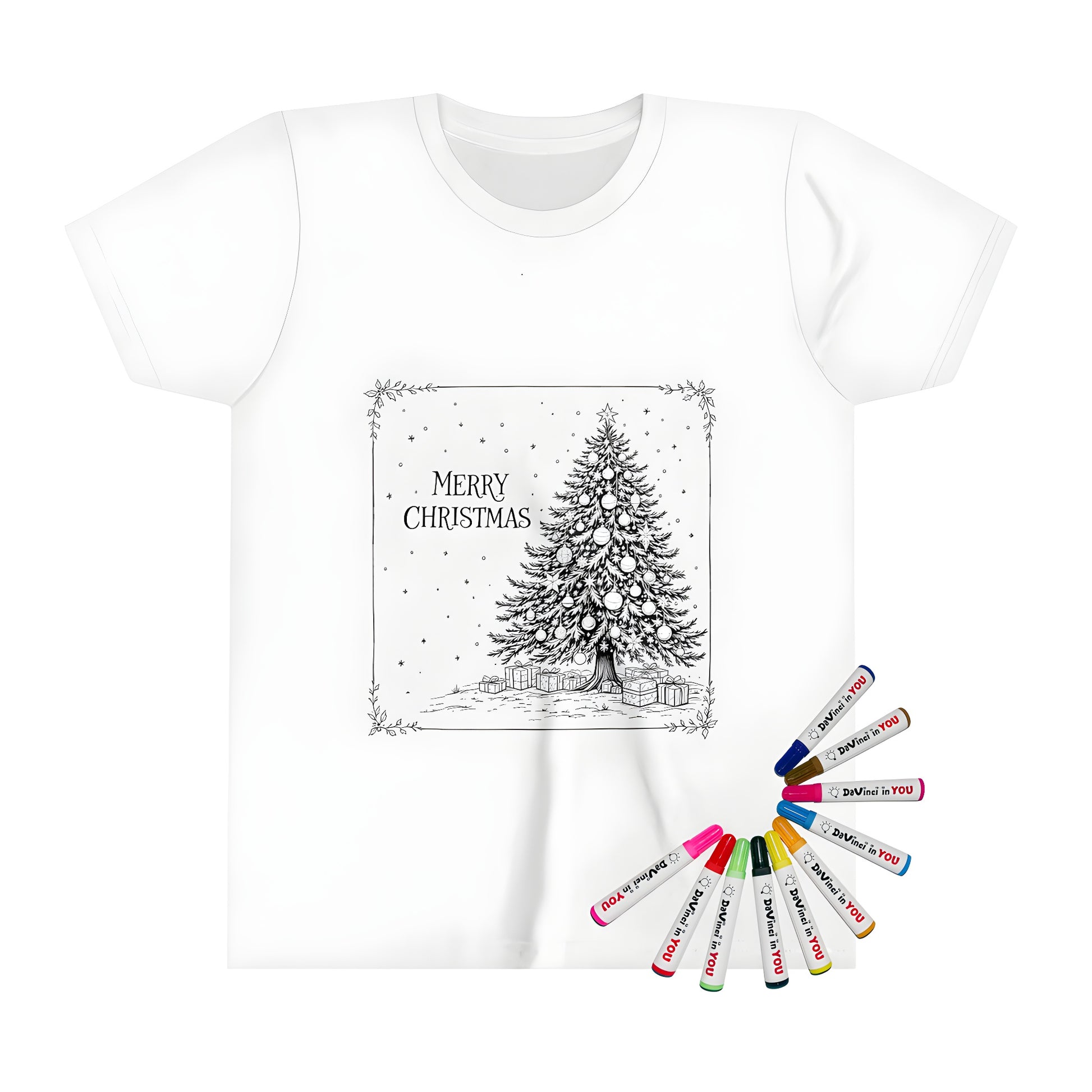 Christmas tree apparel, kid's holiday t-shirt, winter wonderland design