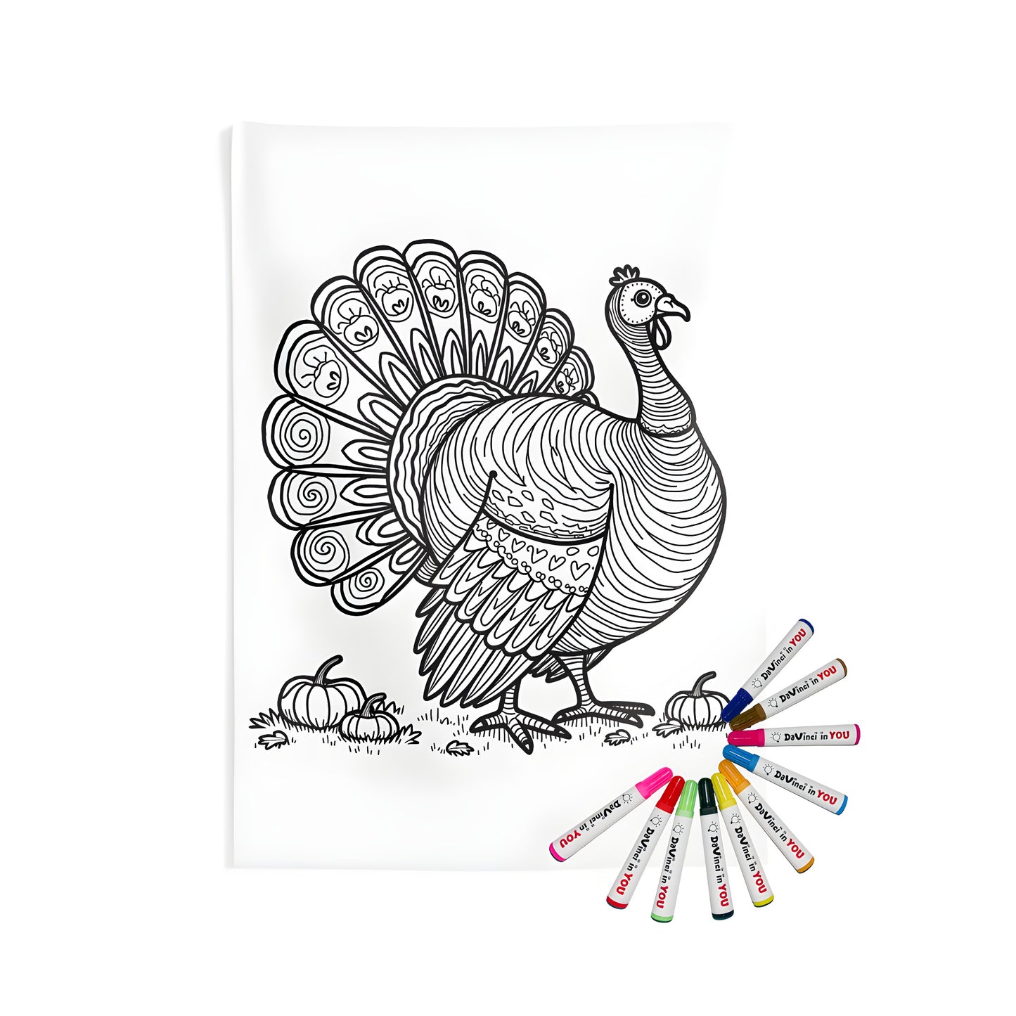 Indoor wall tapestries with a colorful turkey design, perfect for home decor and Thanksgiving season