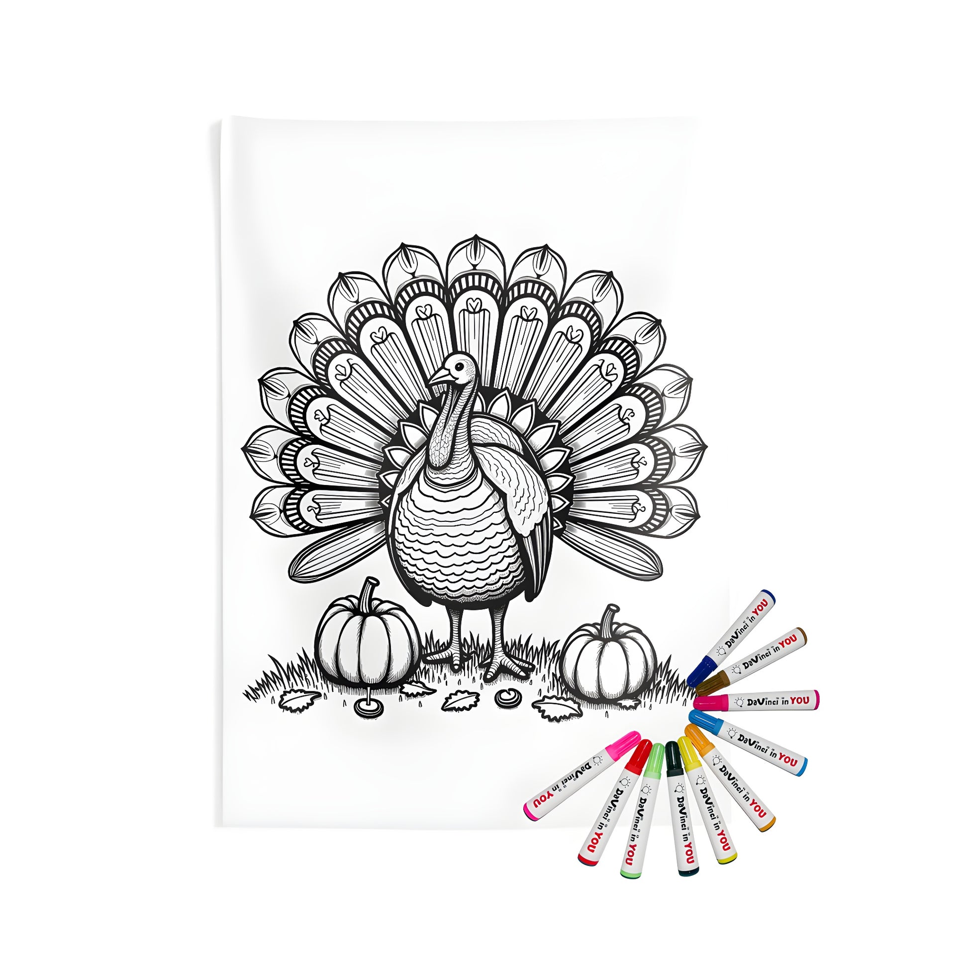 Turkey wall hanging coloring kit with 10 fabric markers