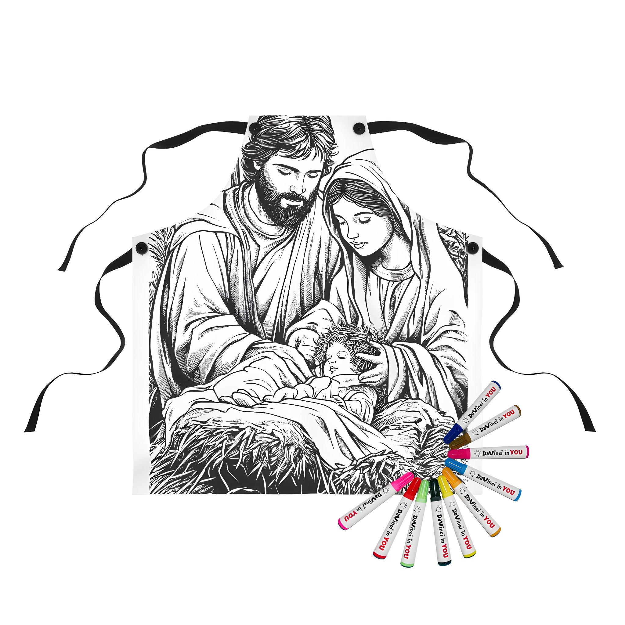Apron Coloring Kit with 10 Fabric Markers - Nativity Scene – Davinci in You