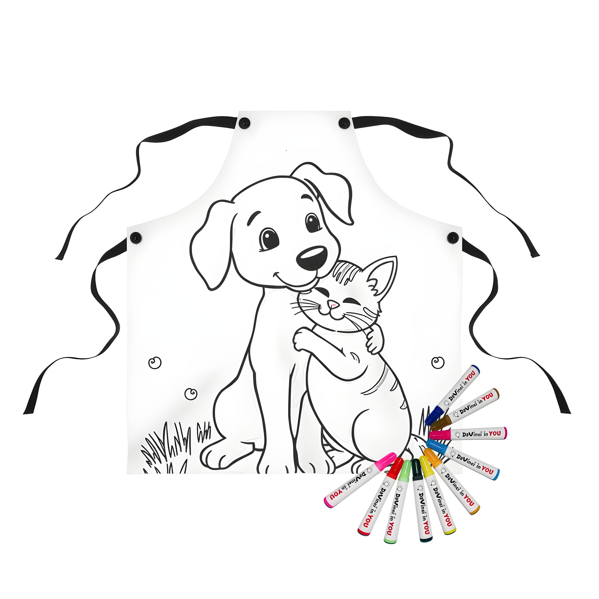 Apron for dog lovers with cute cat designs, puppy-themed fabric art