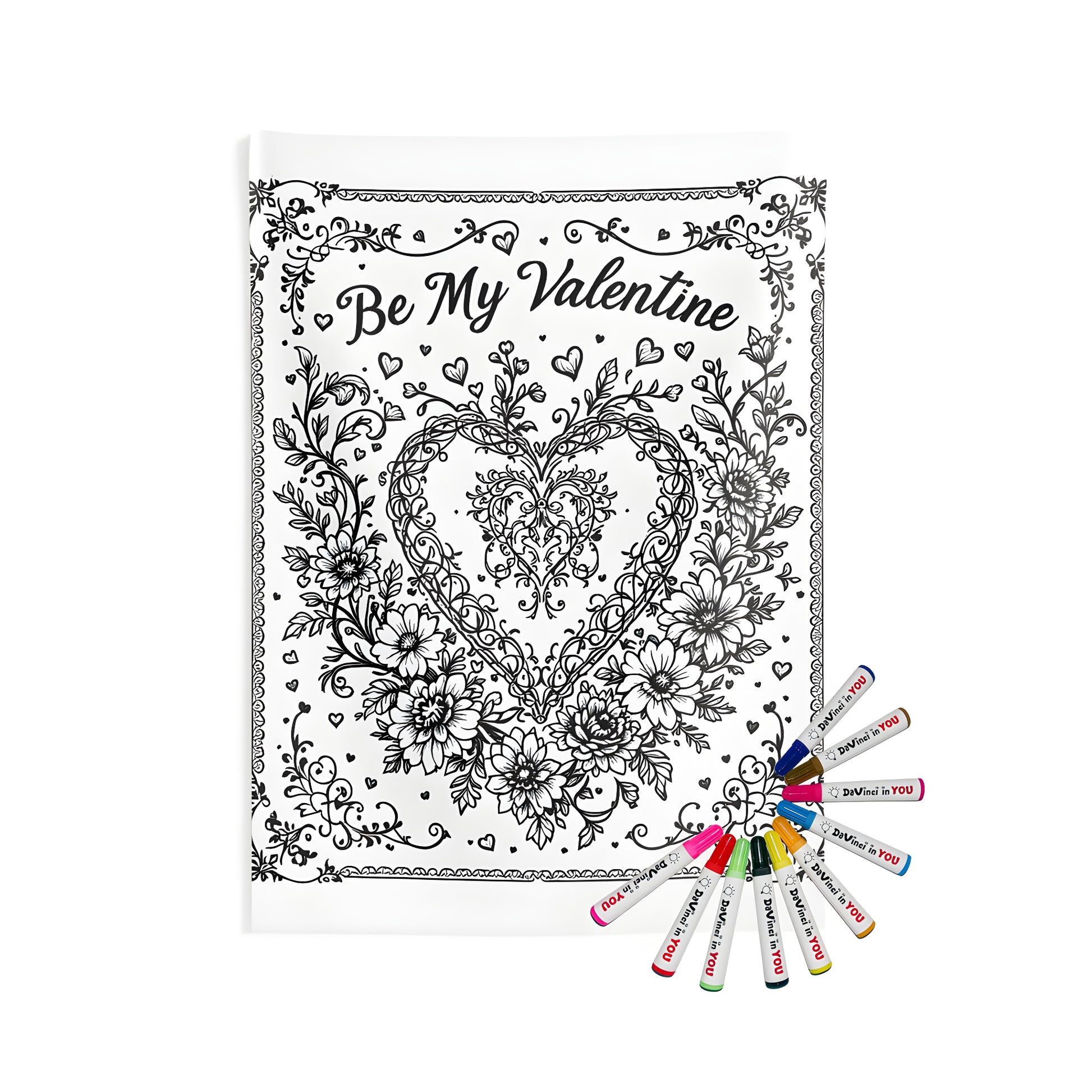 Intricate heart wall hanging with floral patterns and 'Be My Valentine' text for a unique indoor decor item