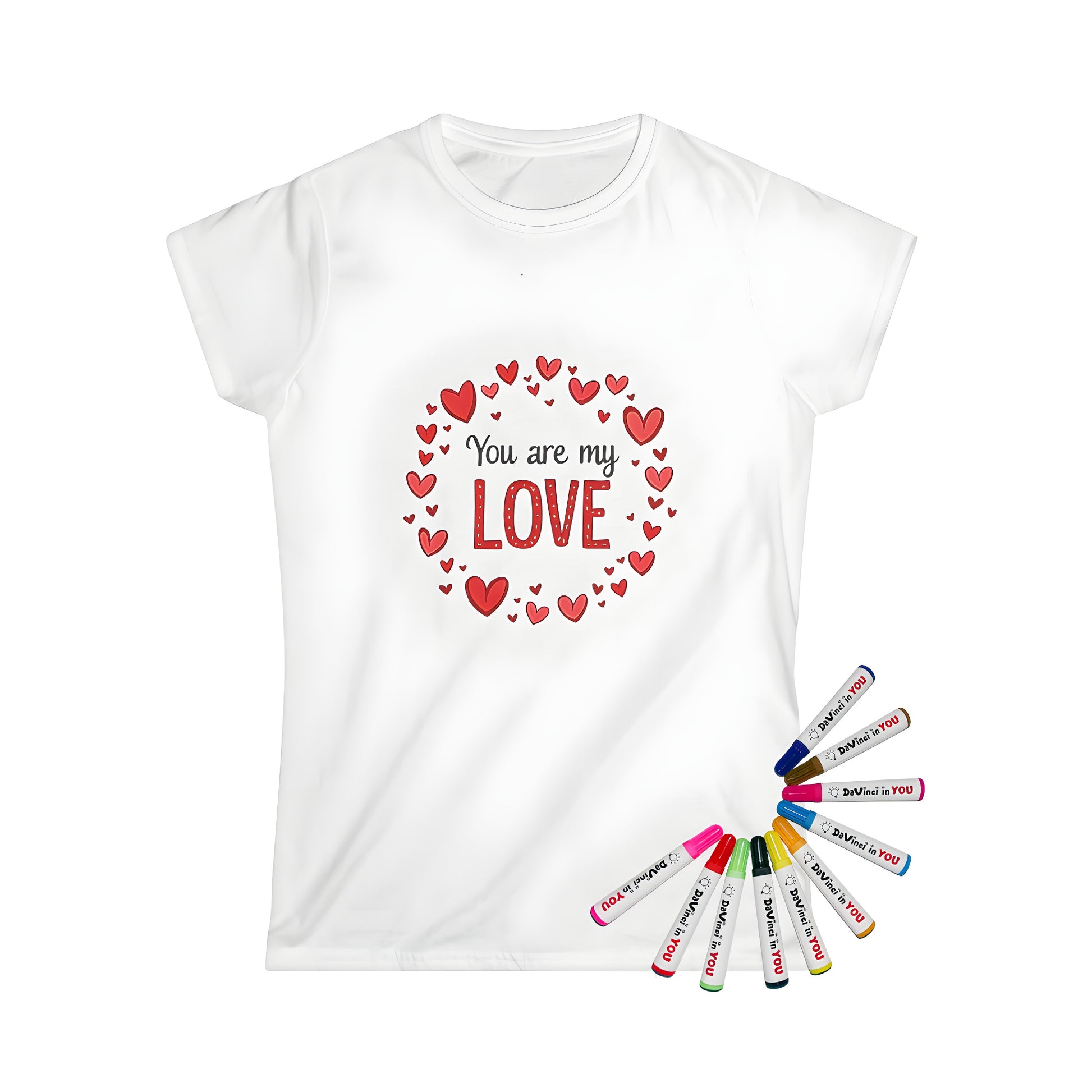 Women's T-shirt with heart design, perfect for coloring and self expression