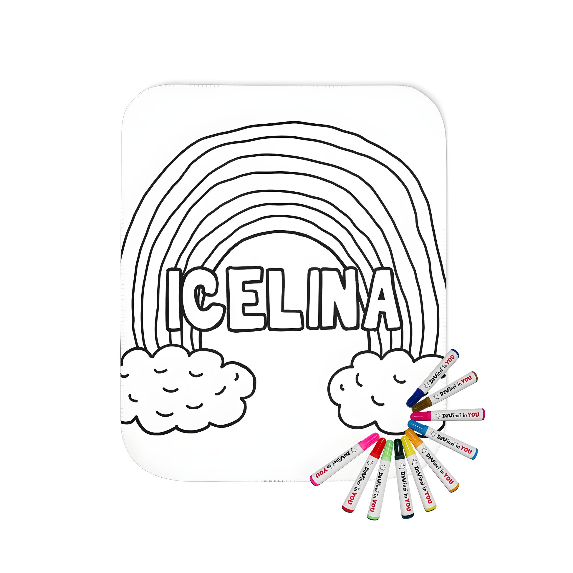 Cloudy Rainbow Colourful Blanket Design, Unique Fabric Art for Adults and Kids