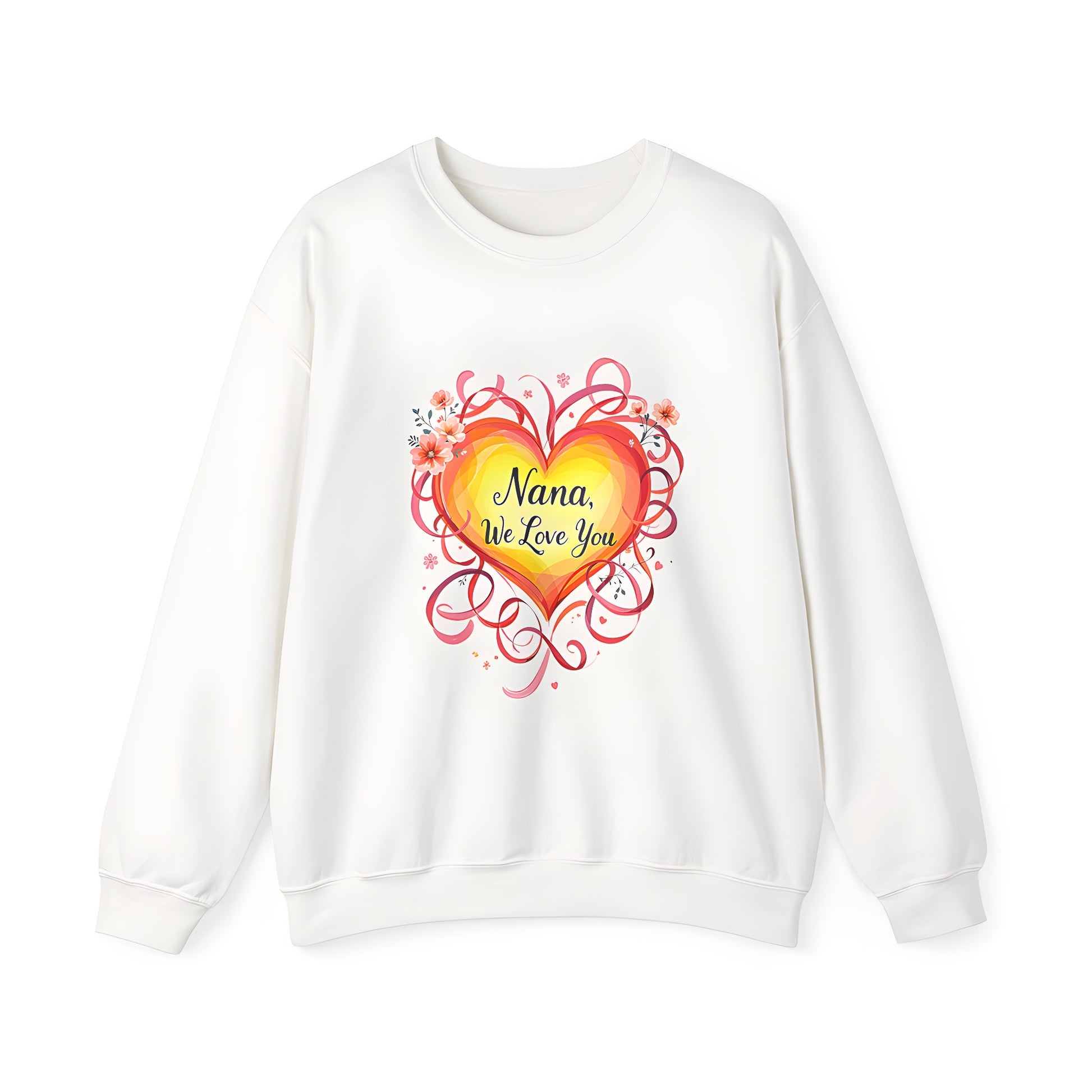 Adult Family Love sweatshirt with vibrant heart and floral design