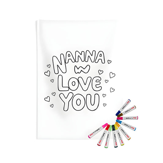 Grandma, Nana, Mimi wall tapestry for grandma's home decor with coloring kit and markers