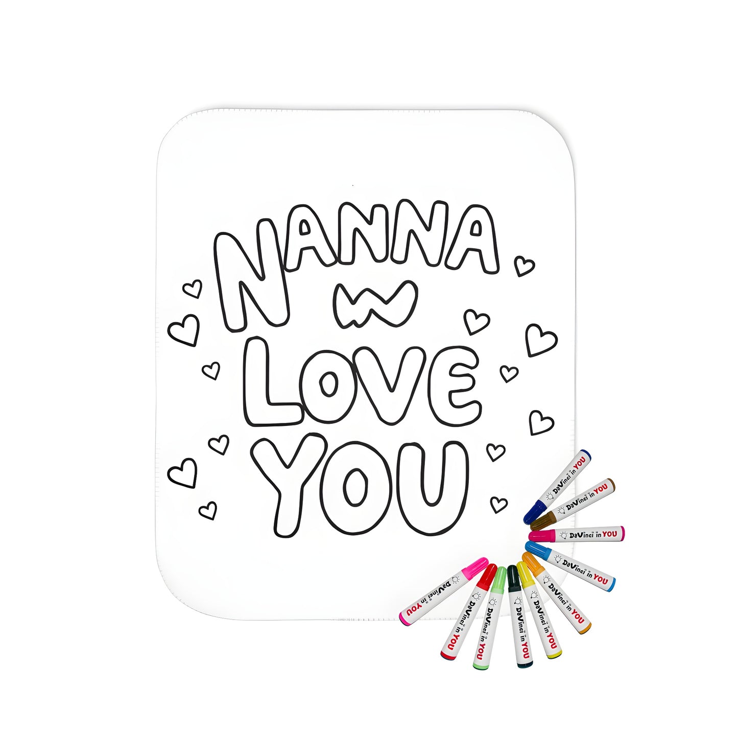 Cozy blanket with Nanna we love you and heart design. Perfect gift idea for Grandmas, Mums, or anyone special.