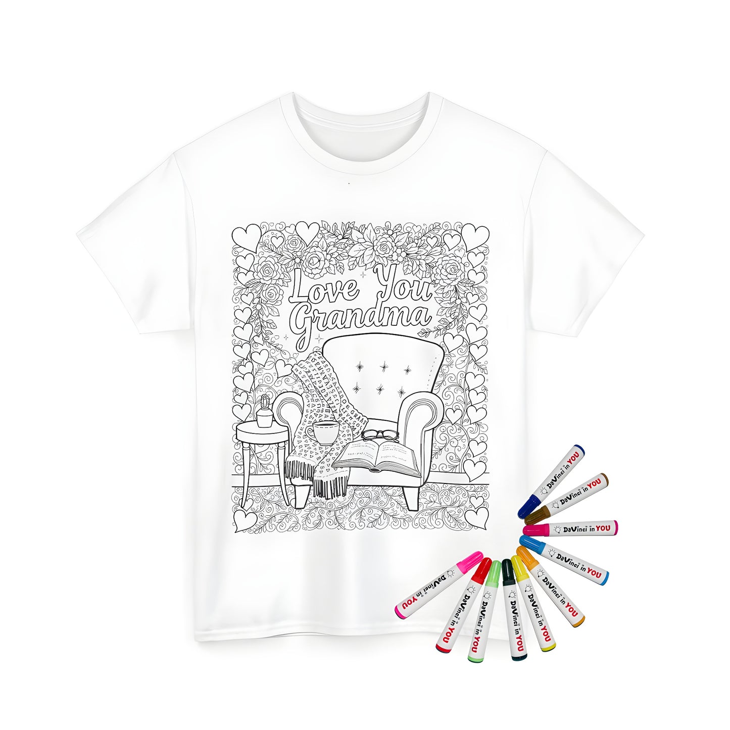 Cozy chair Unisex T-shirt coloring kit with grandma design
