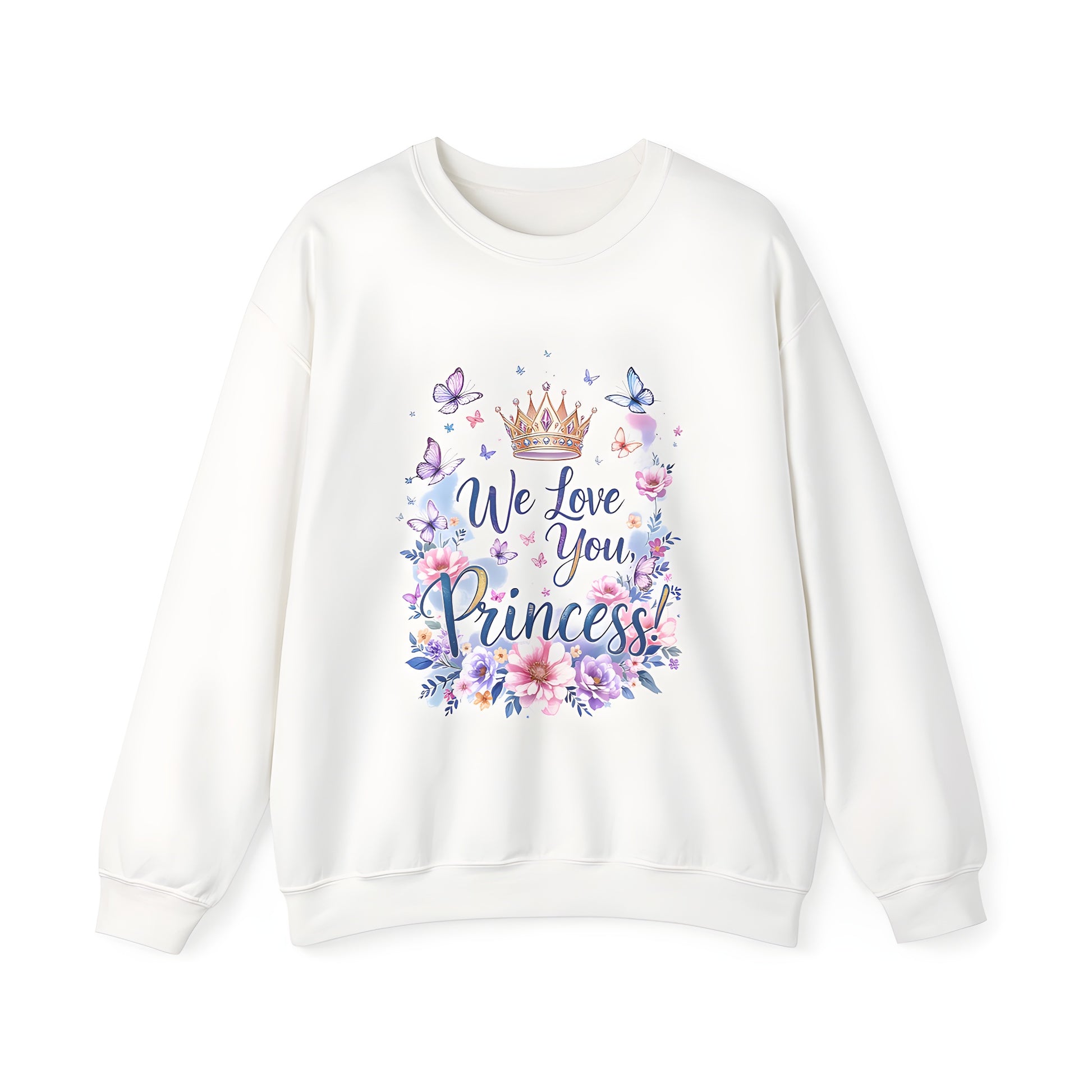 Adult sweatshirts with royal celebration design, colorful graphic tees for women and men featuring princess theme