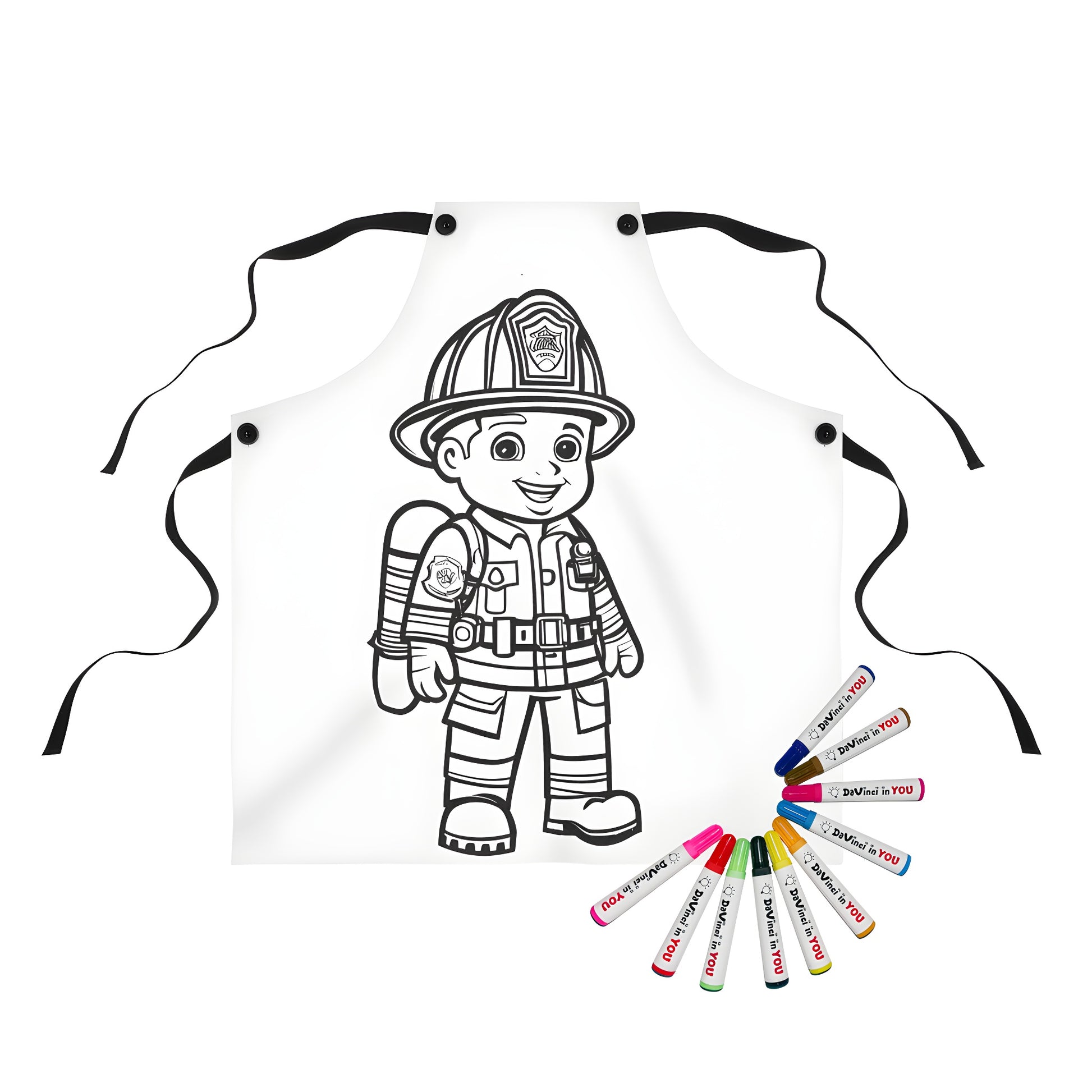 Aprons with firefighter designs for kids coloring