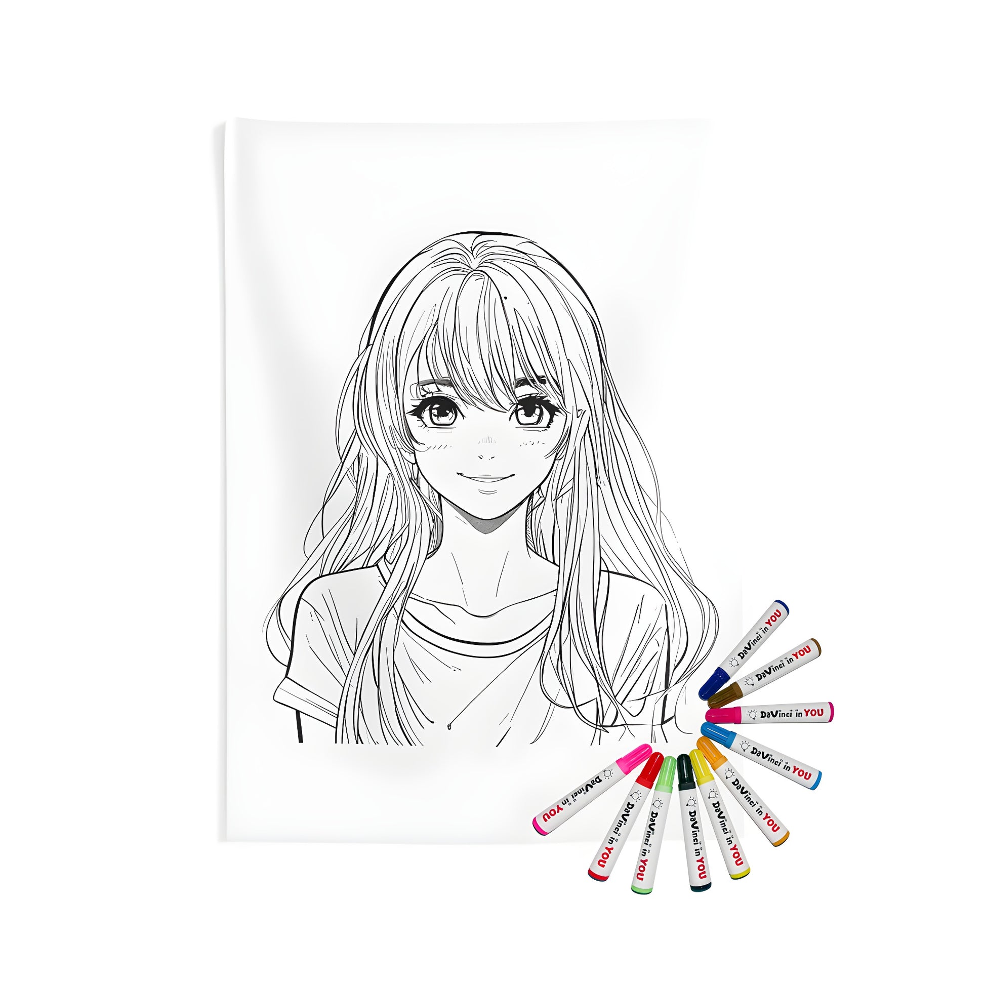 A vibrant Indoor Wall Tapestry featuring an anime girl illustration