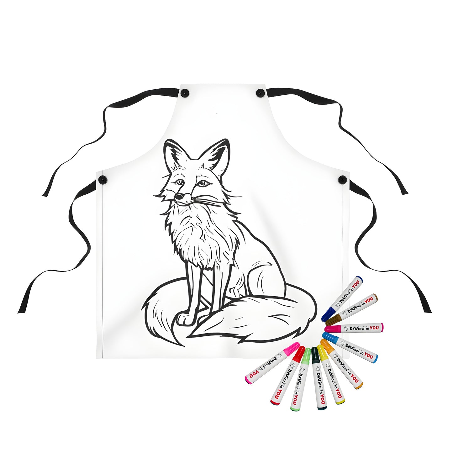 Apron with cute red fox design for kids and adults