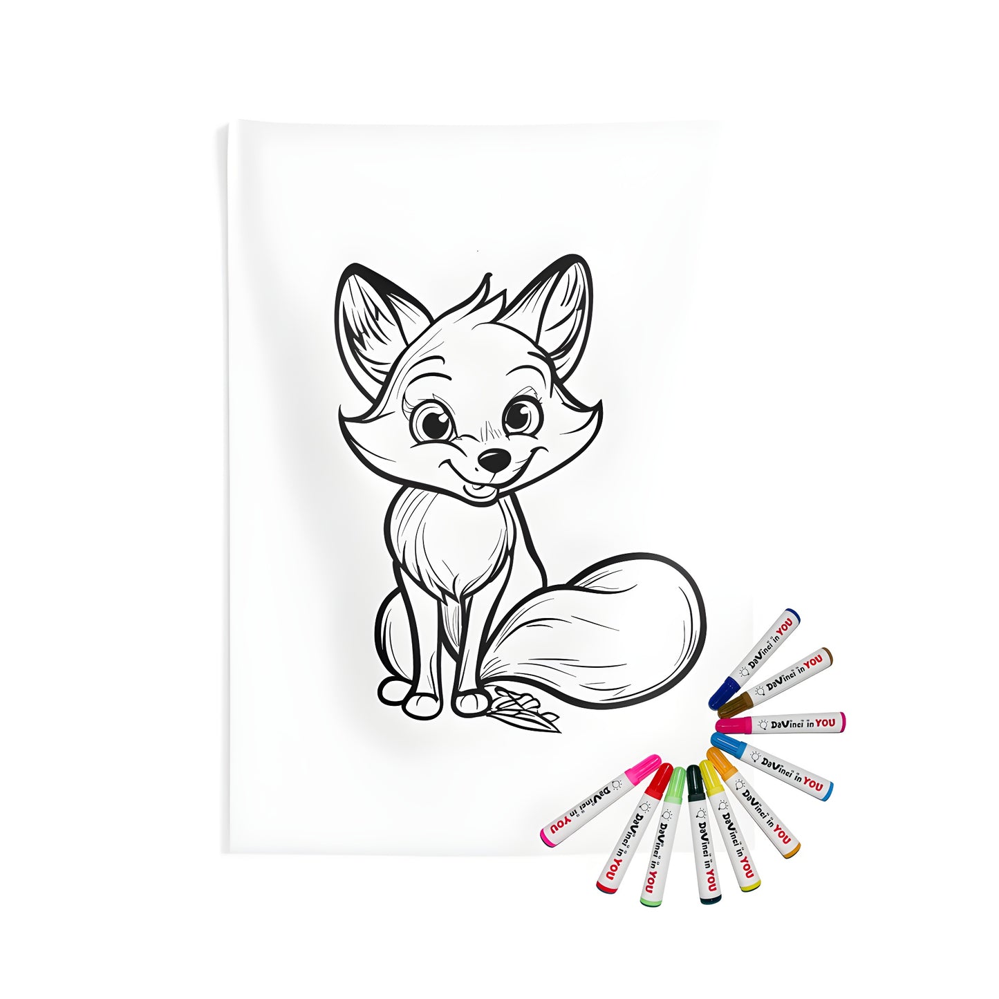 Indoor wall tapestries featuring cute cartoon fox designs with large eyes and bushy tail