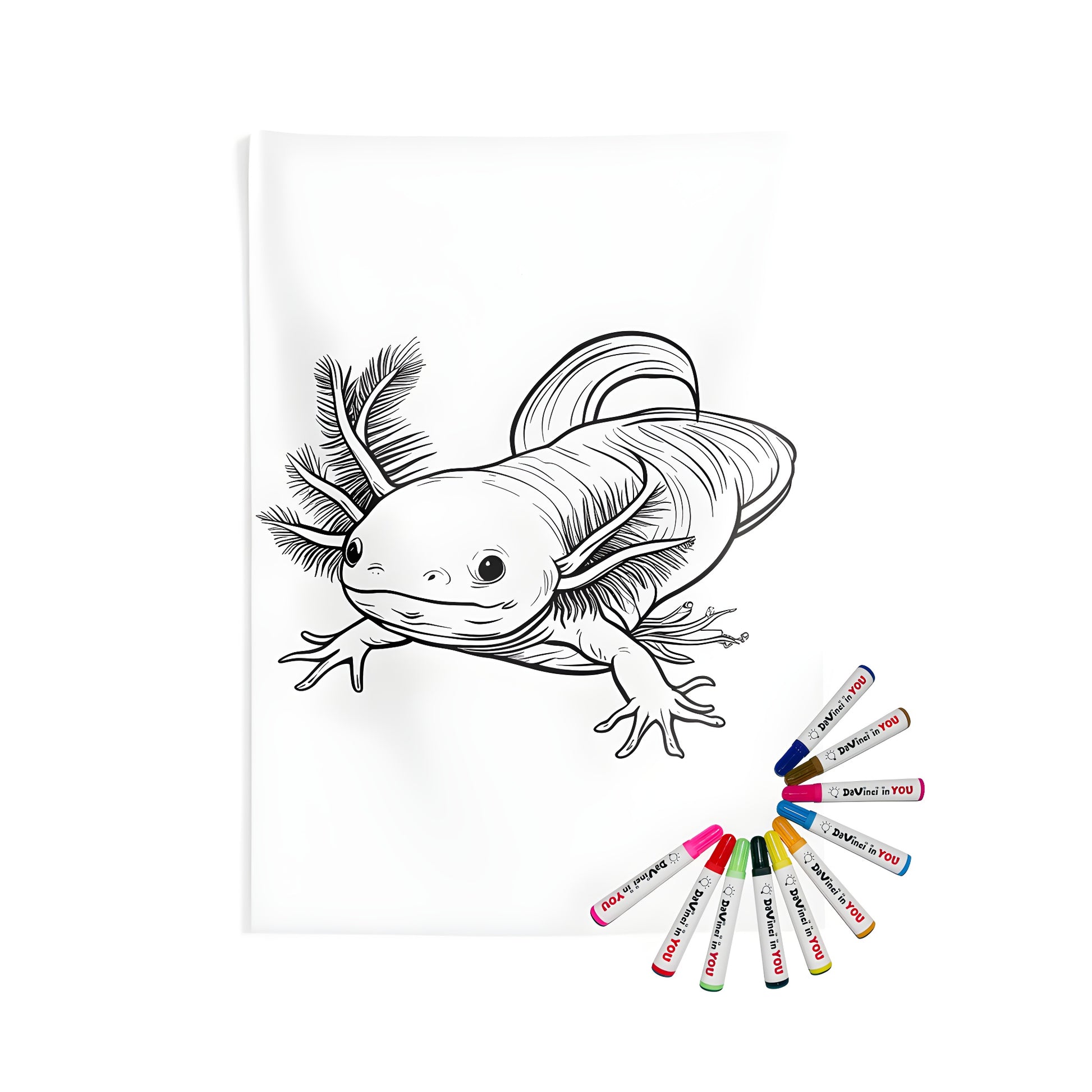Axolotls and indoor wall tapestries coloring kit with fabric markers, perfect for home decor