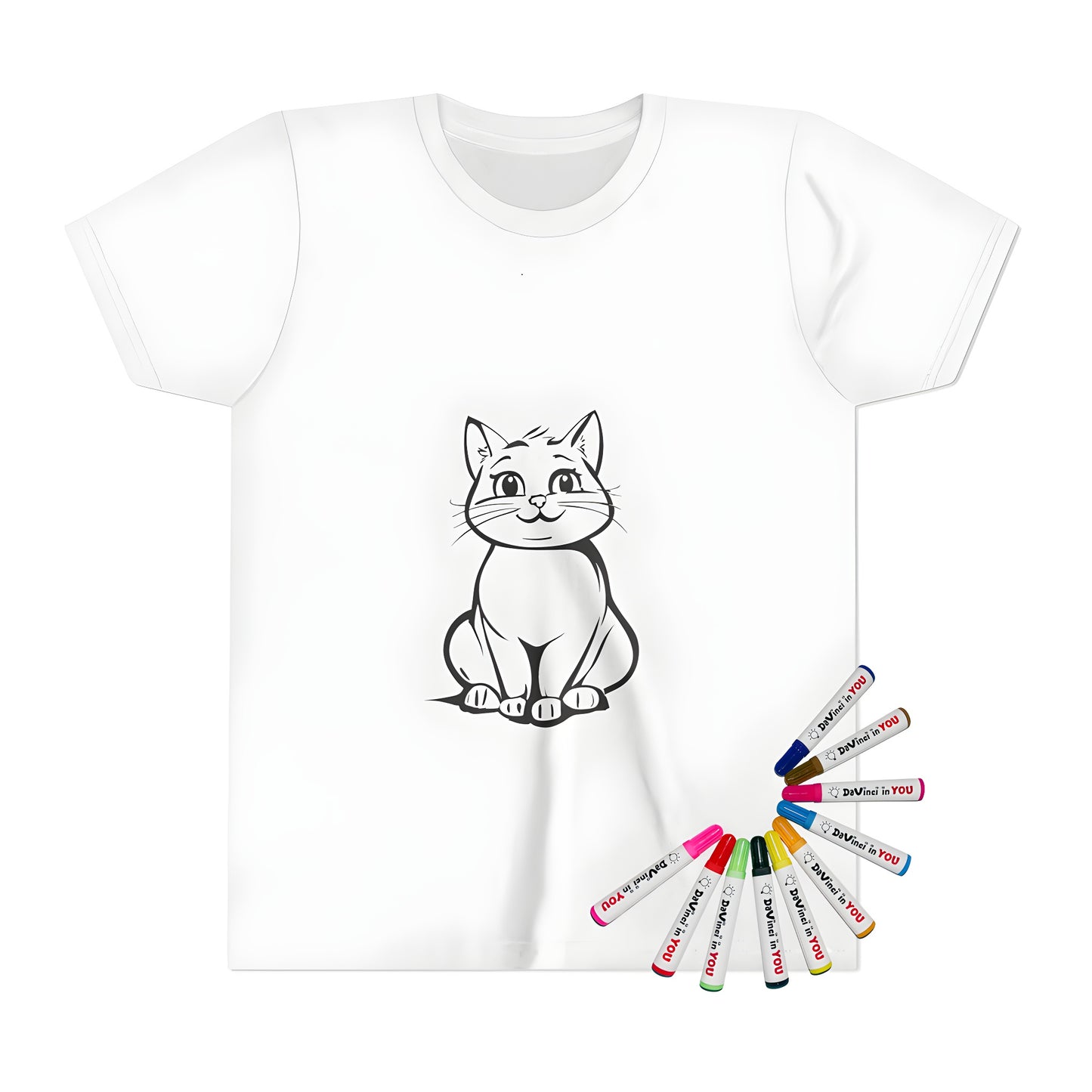 Kid's T-shirt with feline design, fun kitty illustration, cute cat print for children