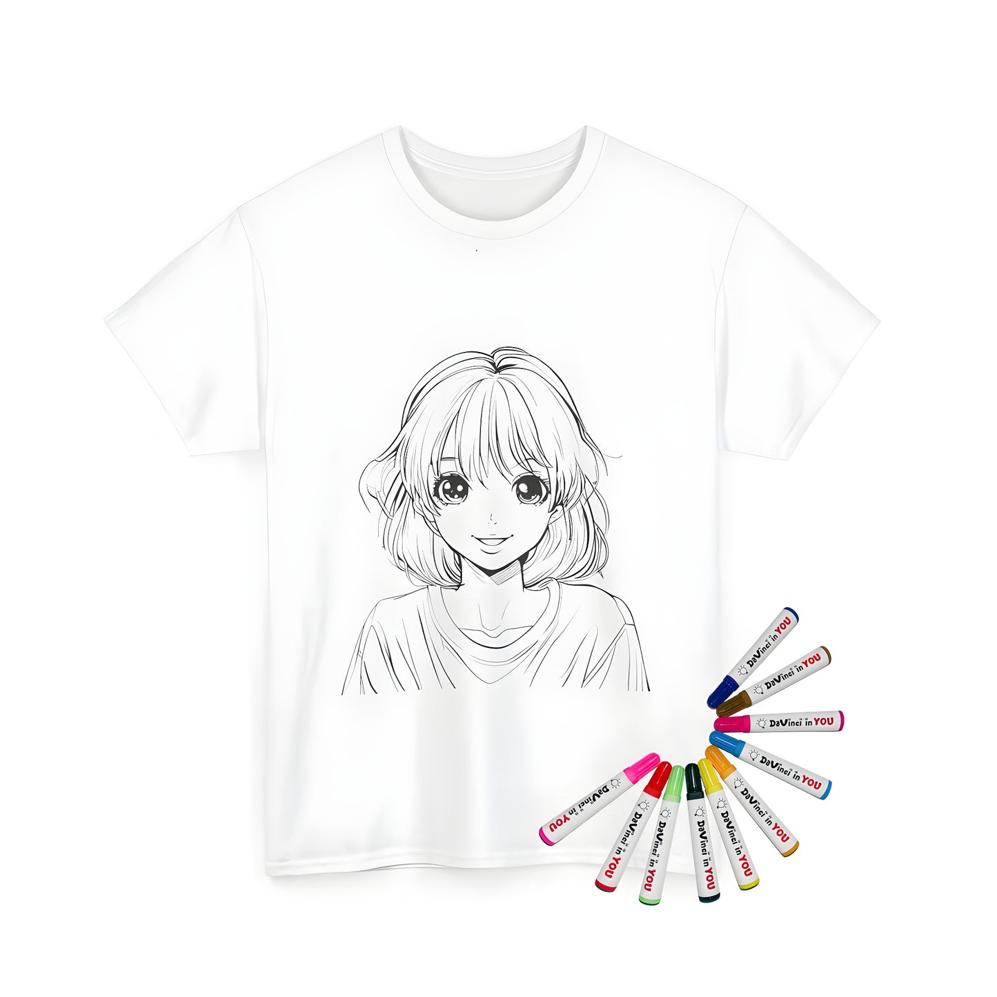 Anime style girl t-shirt, colorful unisex graphic tee, manga inspired apparel