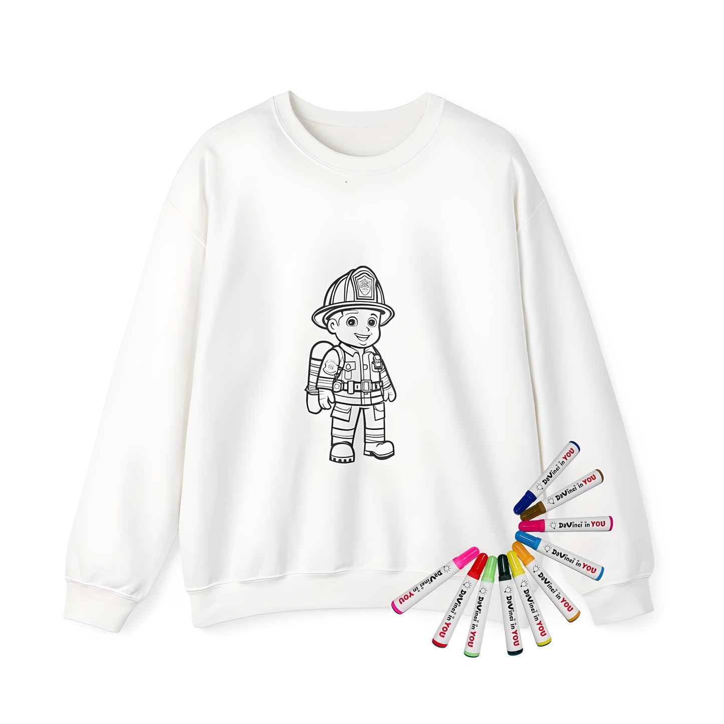 Adult sweatshirt featuring a firefighter theme, perfect for fans of bravery and adventure
