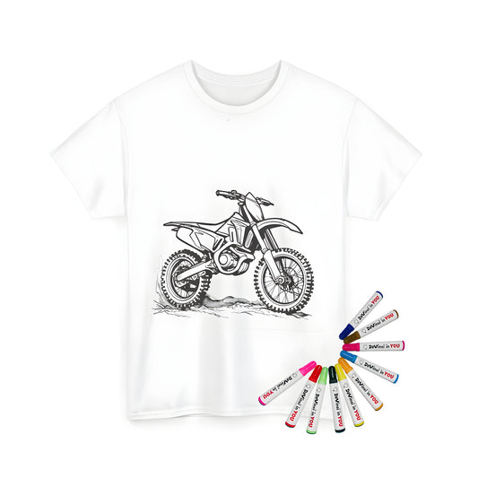 Detailed illustration of a dirt bike on a T-shirt