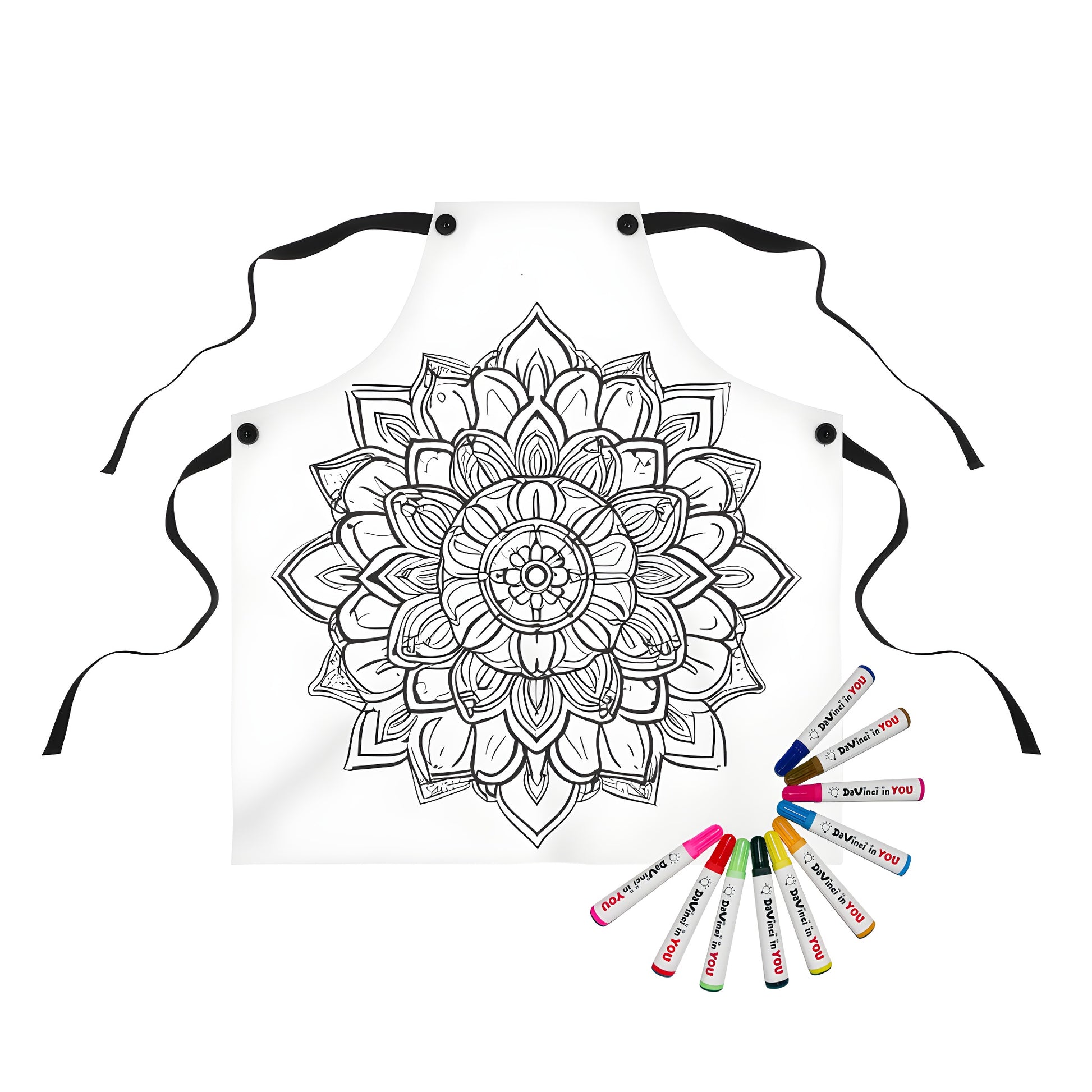 Apron with intricate mandala design featuring floral patterns