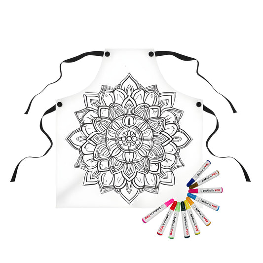 Apron with intricate mandala design featuring floral patterns