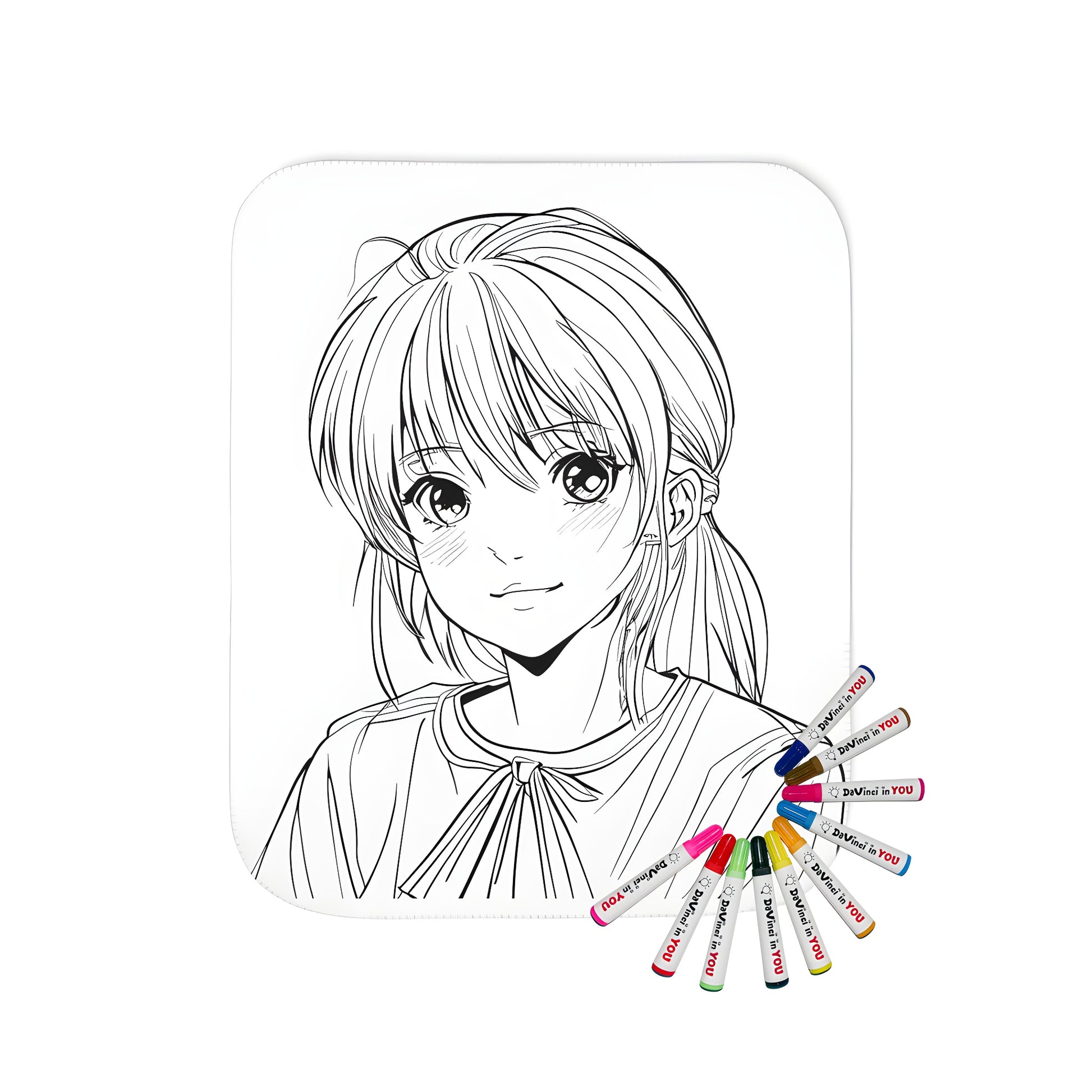 Blanket featuring a young woman from Japan with big eyes and long hair