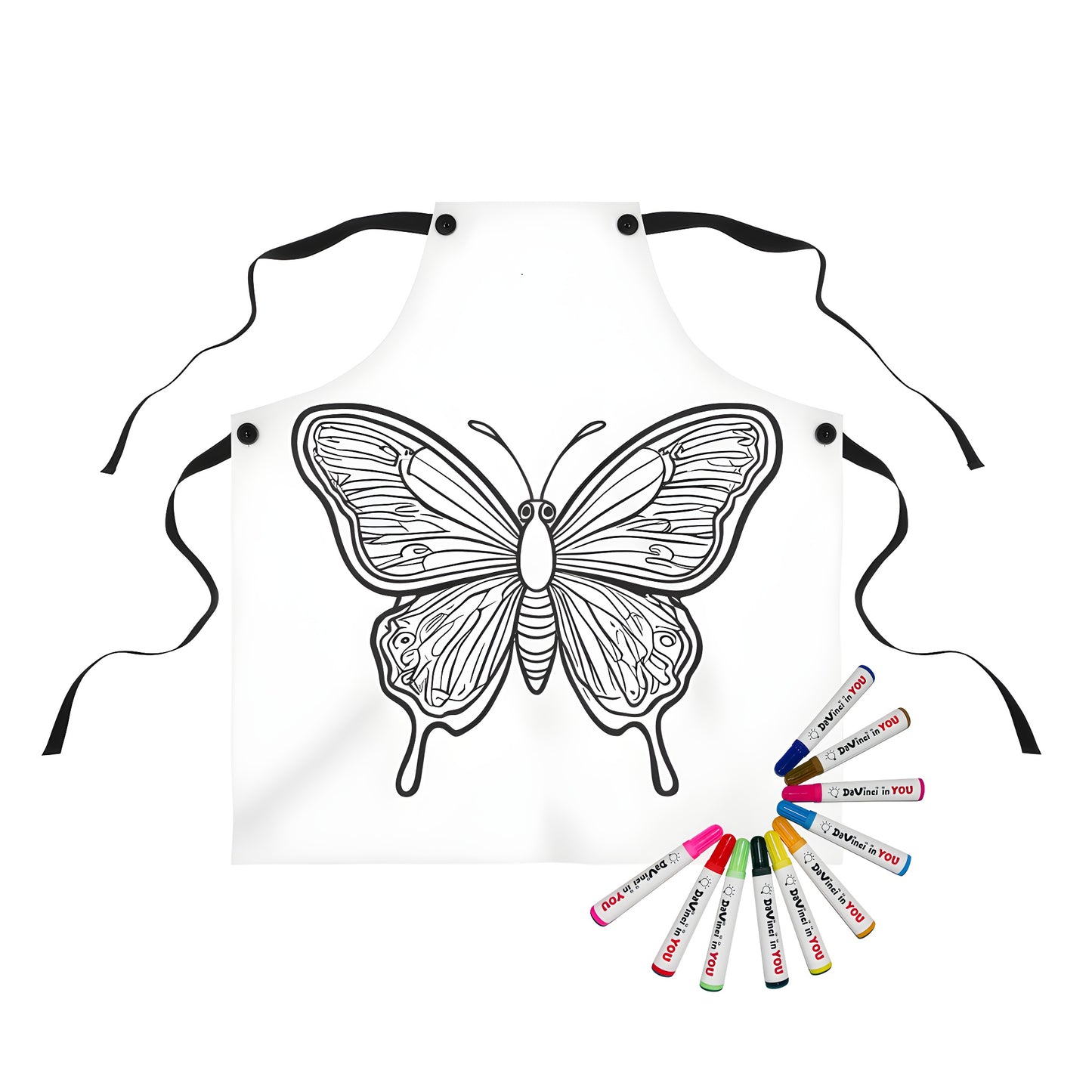 Colorful apron with a detailed butterfly design