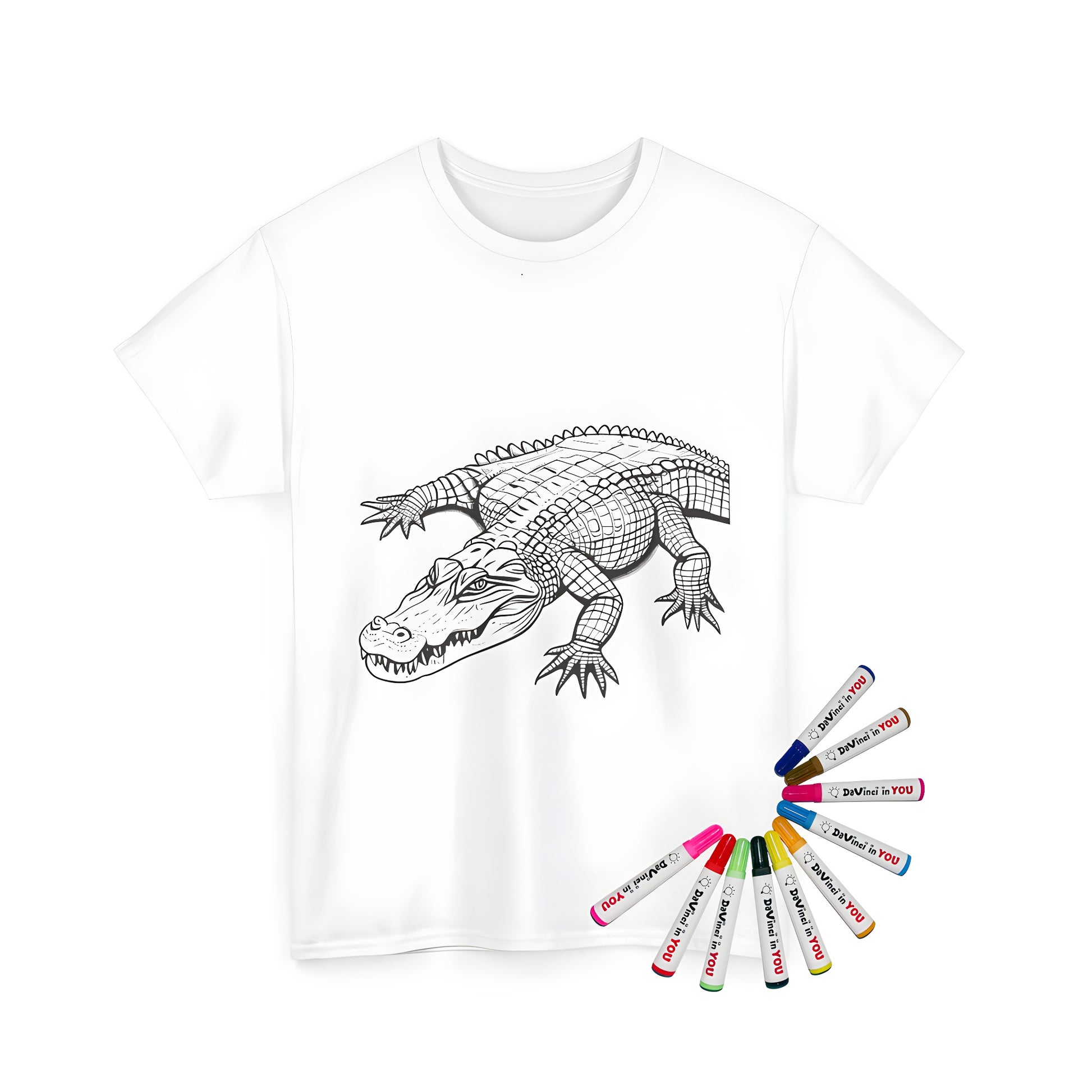 Colorful crocodile illustration on unisex t-shirt