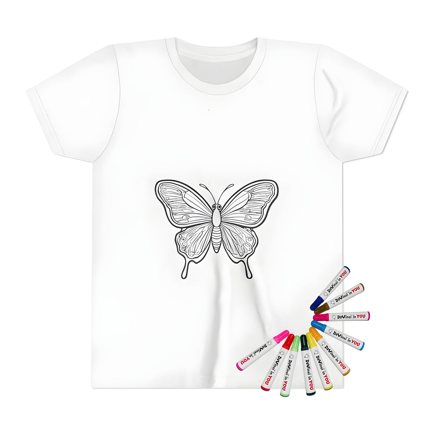 Kid's T-shirt with colorful butterfly design, perfect for arts and crafts projects