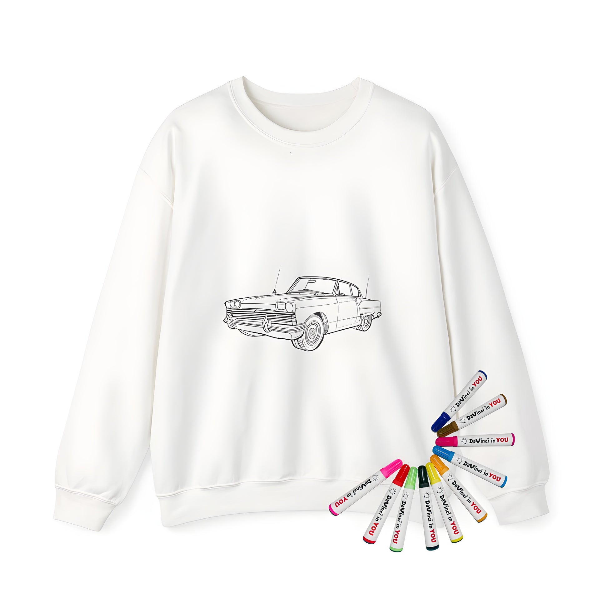 Adult sweatshirt with vintage automobile design