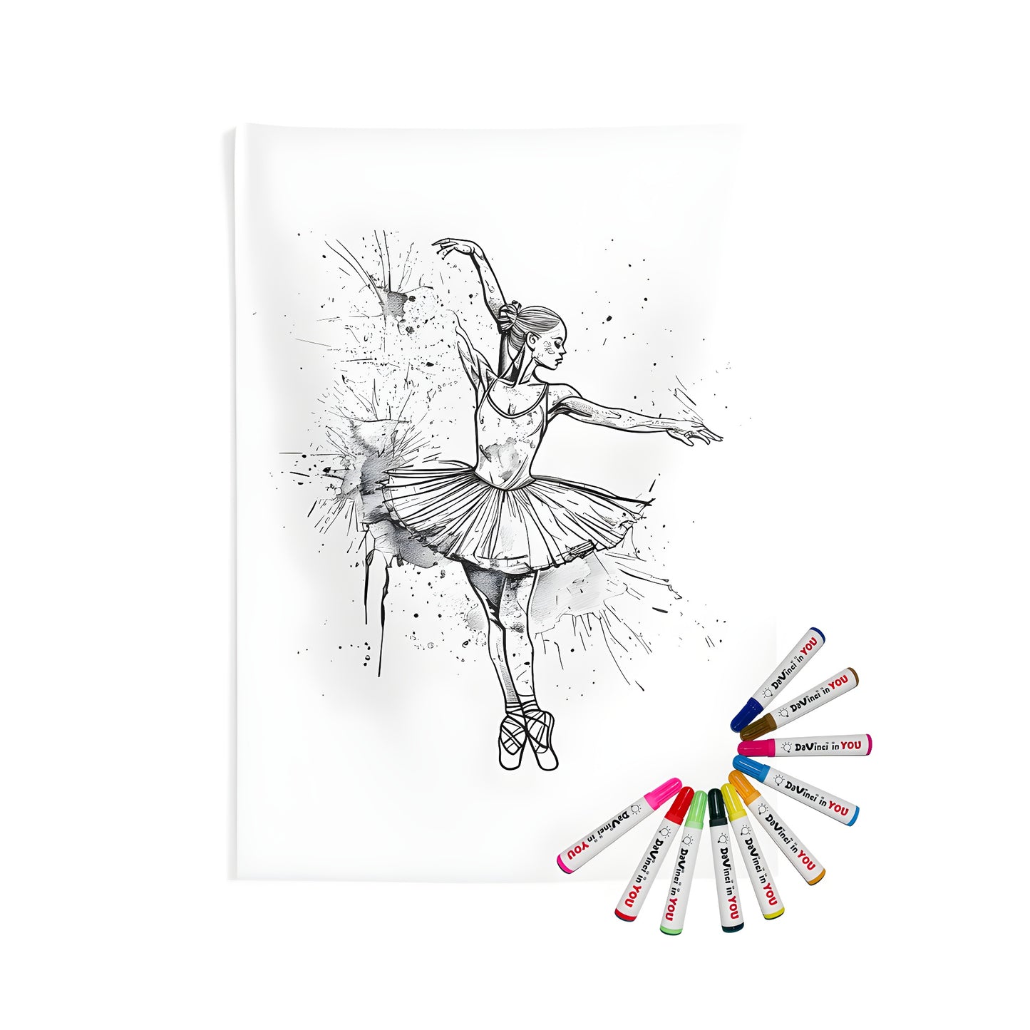 Colorful ballerina indoor wall tapestry for home decor, featuring artistic ballet-inspired patterns and designs. Made from high-quality fabric markers.
