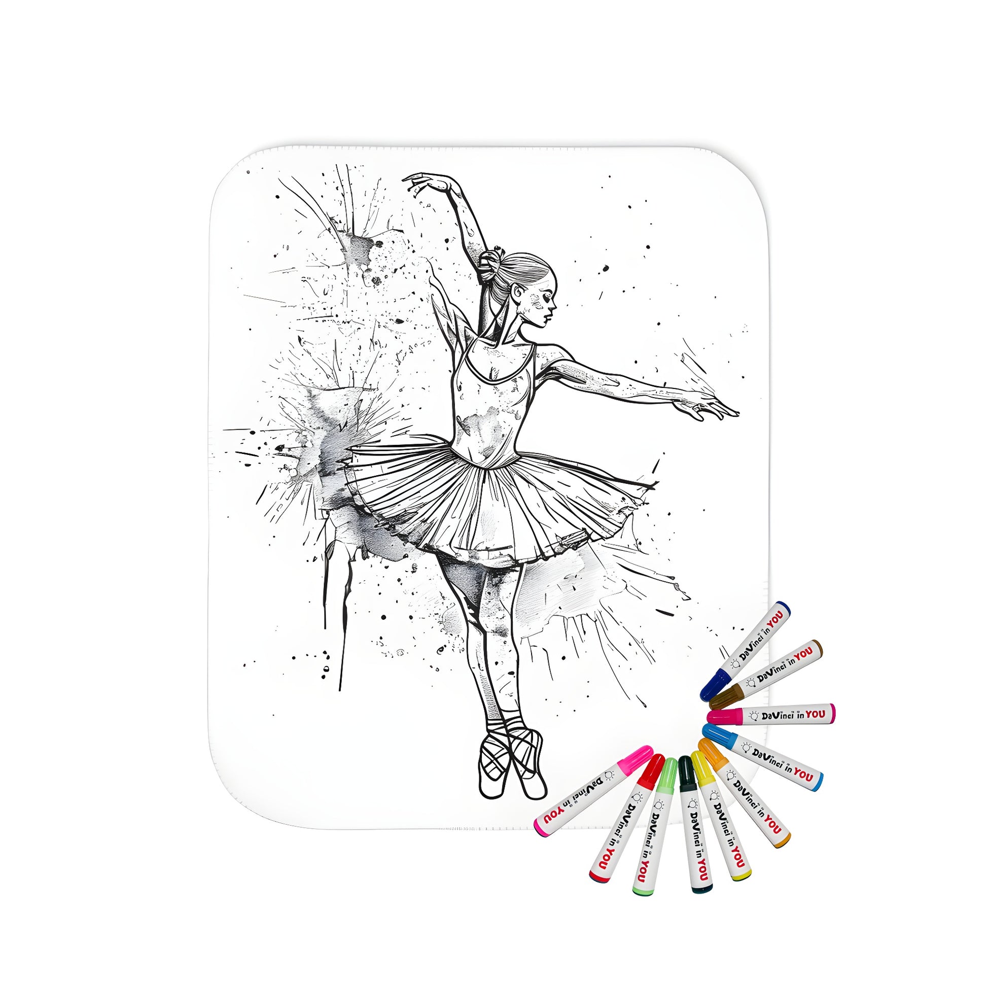 Blanket with detailed ballerina sketch design
