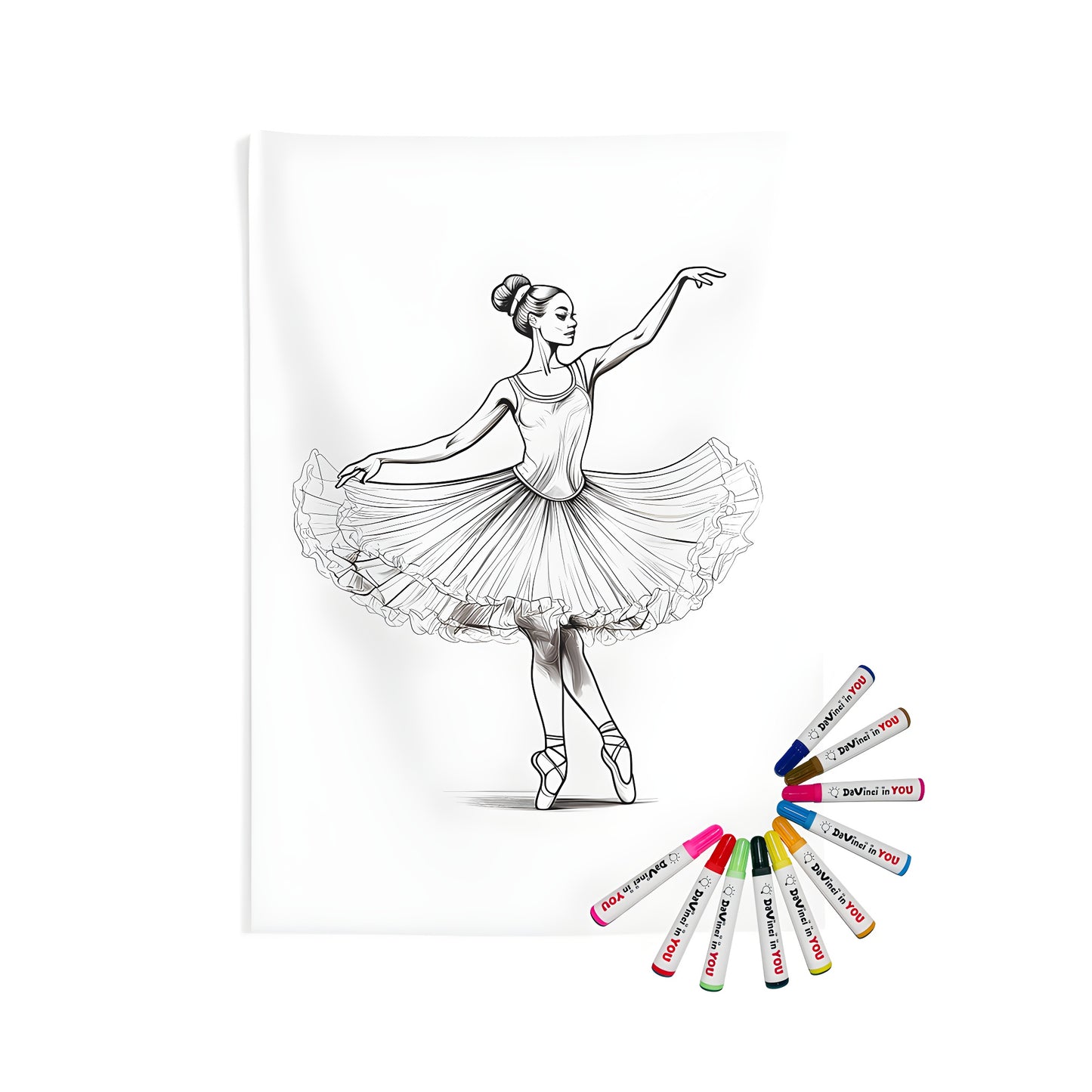 Ballet-inspired wall tapestries for indoor decor, featuring a beautiful ballerina striking a classical pose