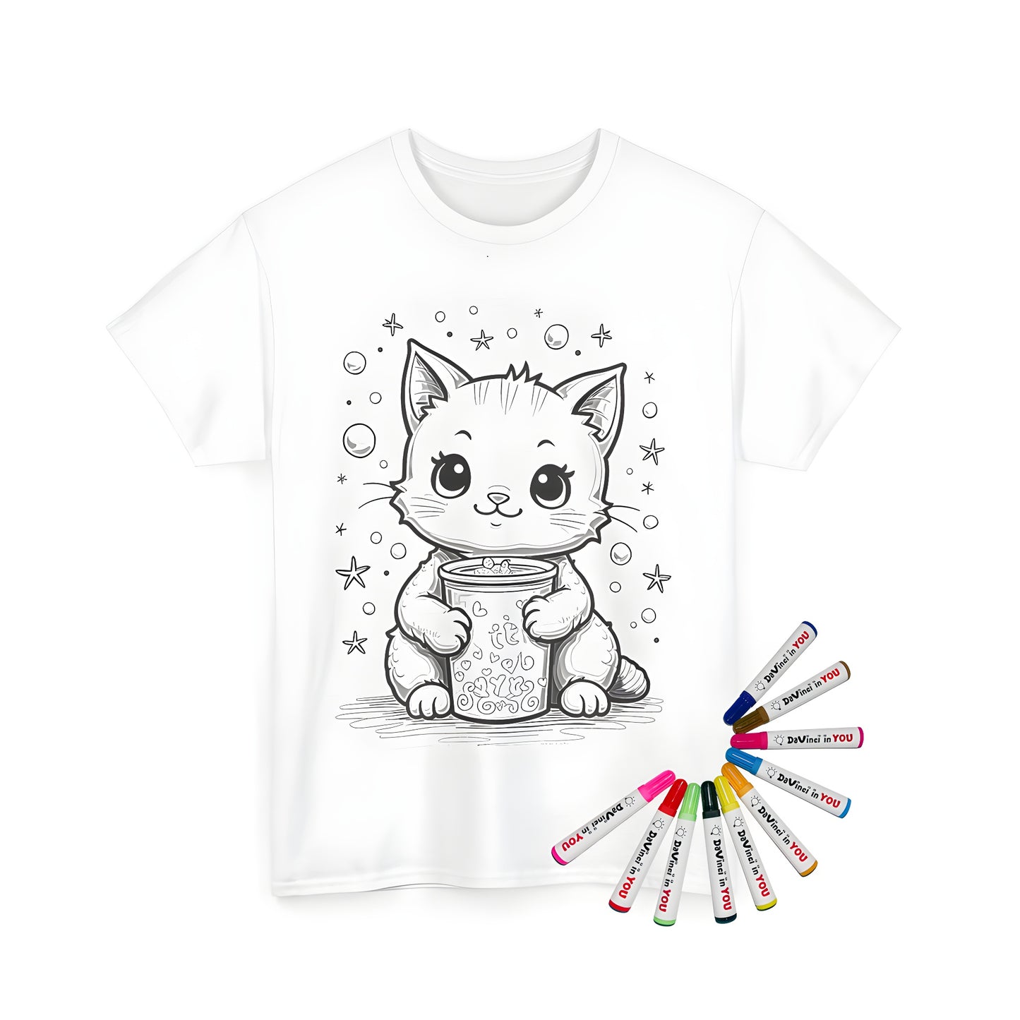 Unisex T-shirt featuring a colorful cute cat design