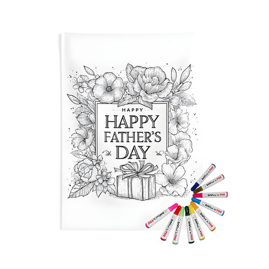 Indoor wall tapestries coloring kit with decorative father's day gift designs and happy dad theme art