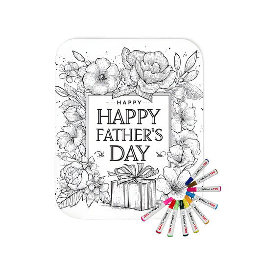 Cozy father's day blanket for dad with colorful happy fathers day designs and decorative flowers