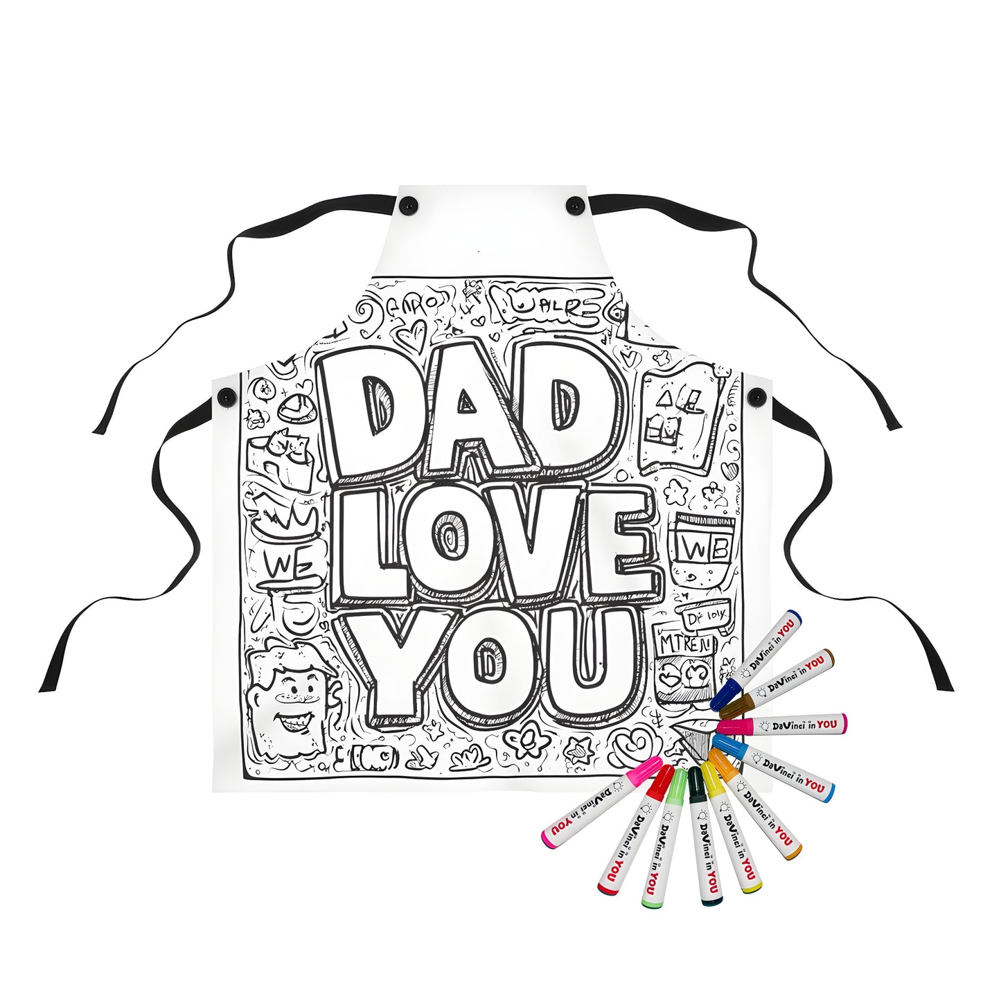 Apron Coloring Kit with 10 Fabric Markers - Love for Dad