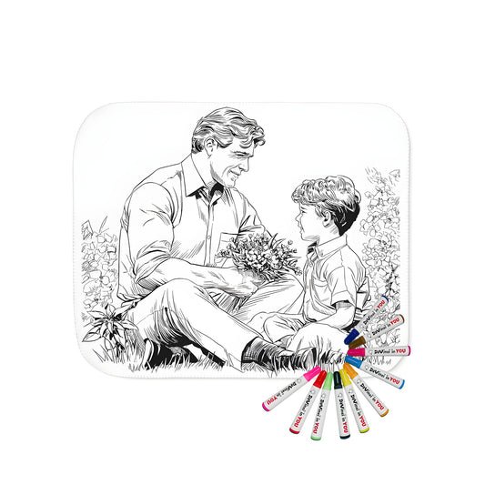 Blanket with father son quote coloring kit image