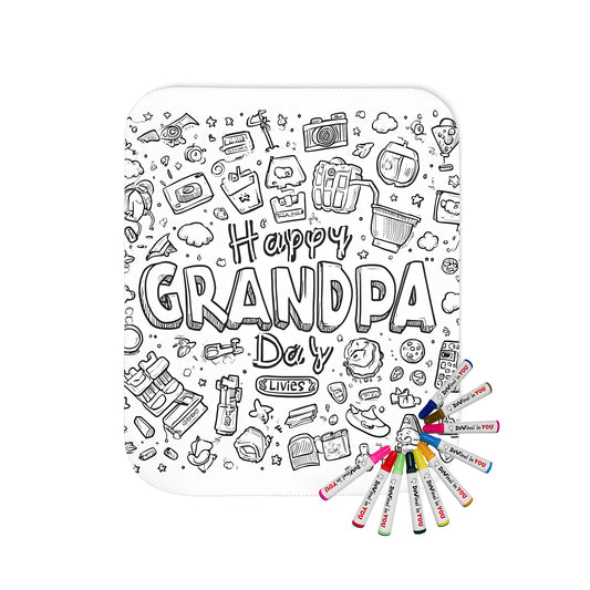 Grandparent Appreciation Week gift idea, Grandma and Grandpa Day blanket with colorful doodles