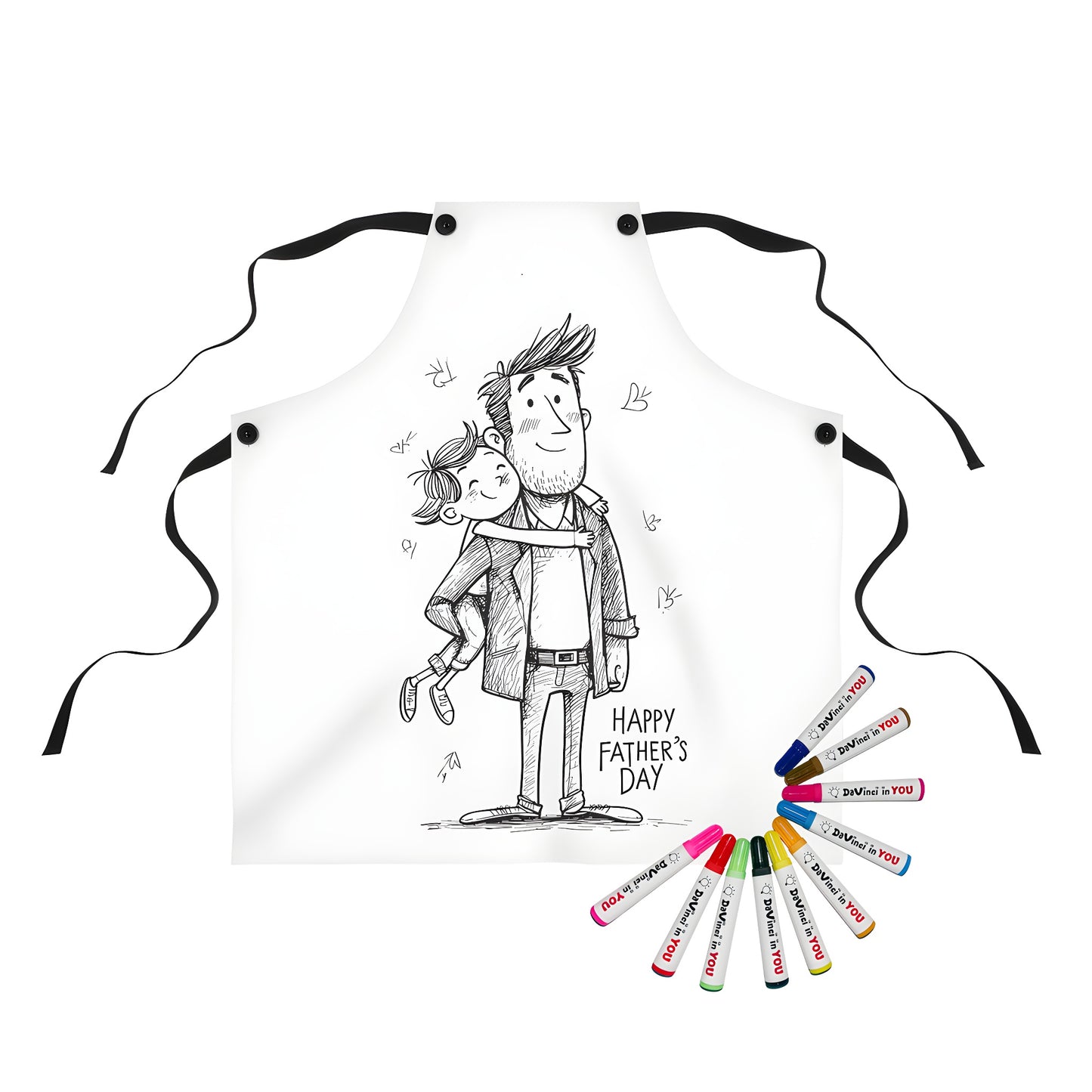 Coloring apron for dad and son or daughter with father child love theme