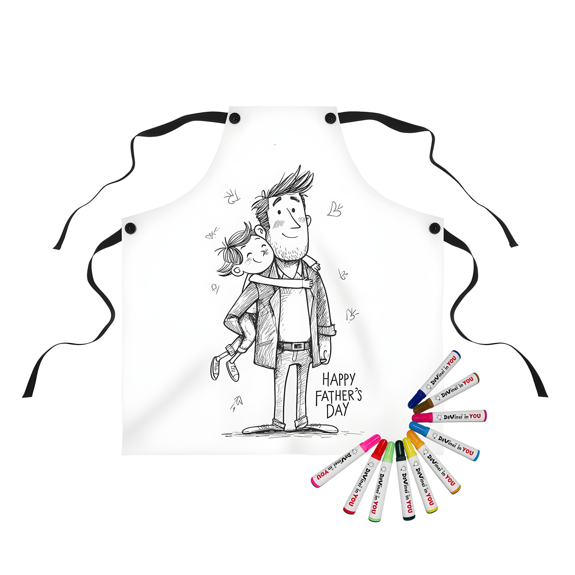 Coloring apron for dad and son or daughter with father child love theme