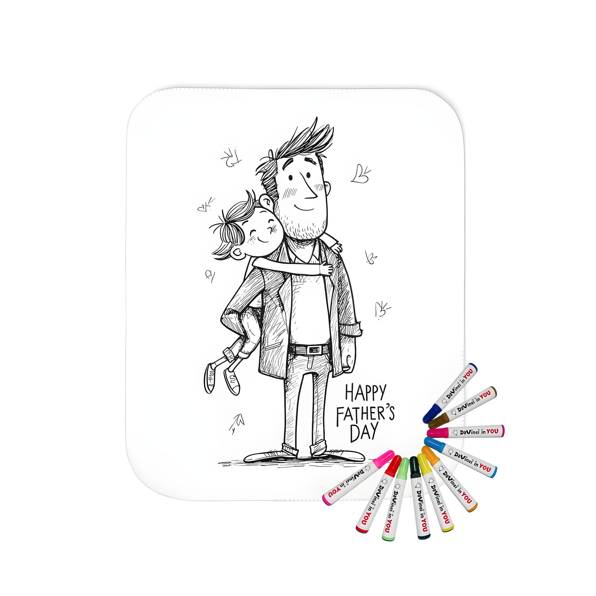 Cozy blanket with a heartwarming illustration of a father lovingly carrying his child on his back, symbolizing love and connection. Great for Father's Day or as a special gift for dad.