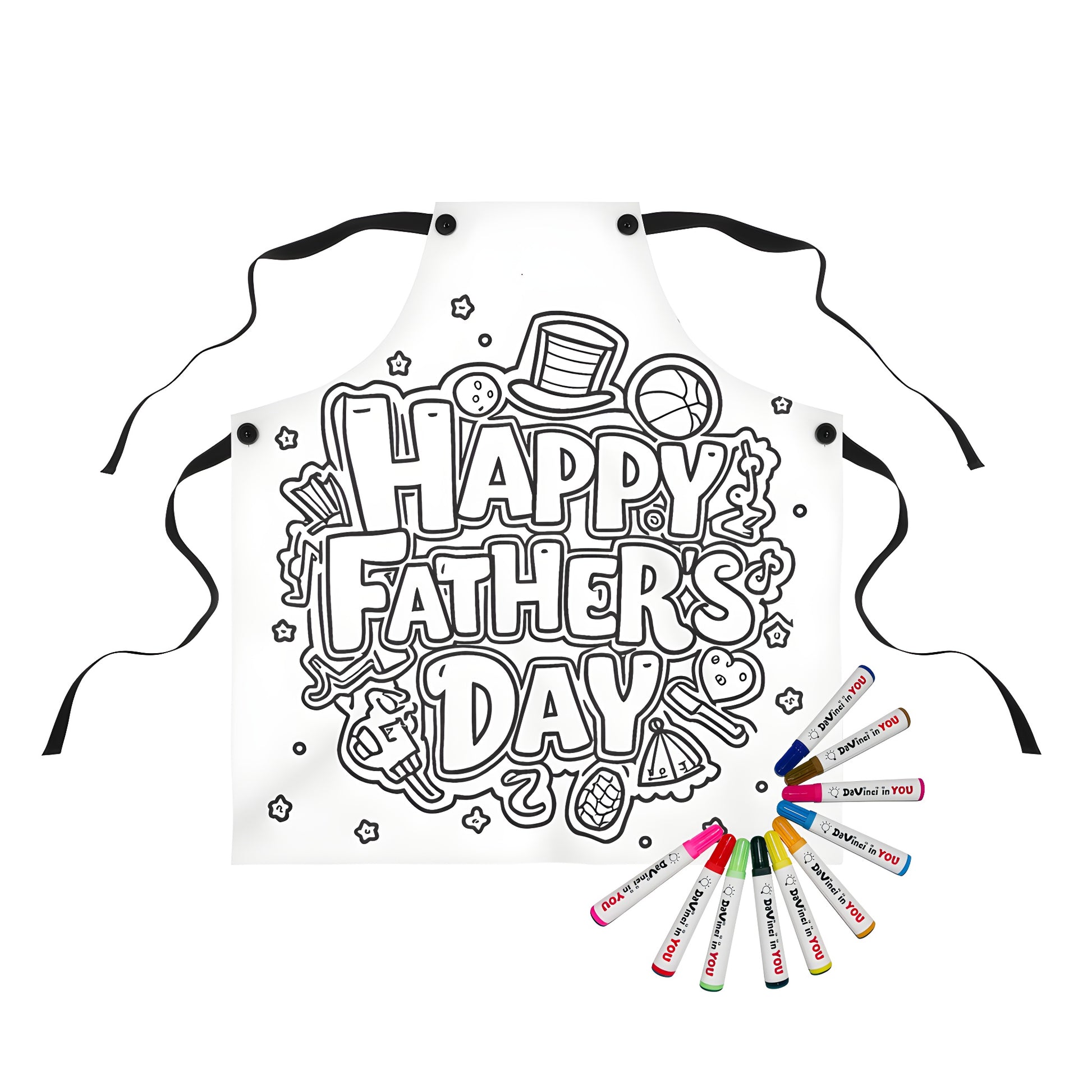 Dad coloring page apron, Father's Day themed gift for men, Happy Dad Day design
