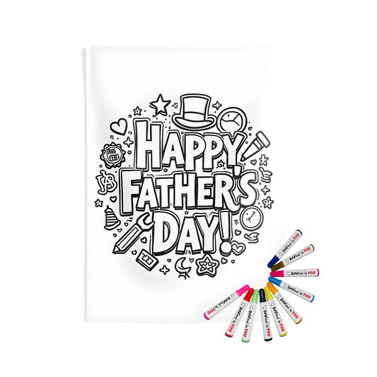 Indoor wall tapestries coloring kit for dads birthday with vibrant fabric markers