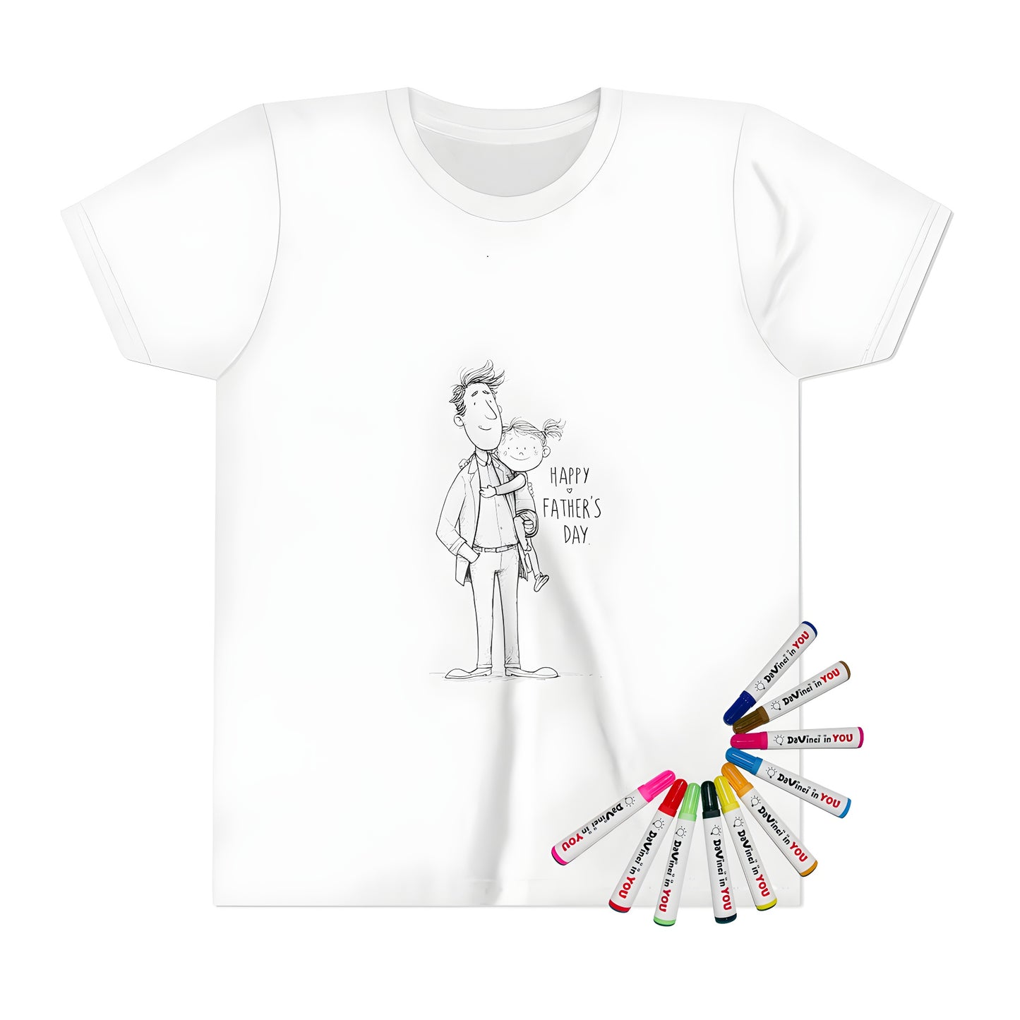 Colorful kid's t-shirt with a heartwarming father-daughter design for Happy Dads' Day, Papas Day, Dad's Special Day, or simply a beautiful family moment