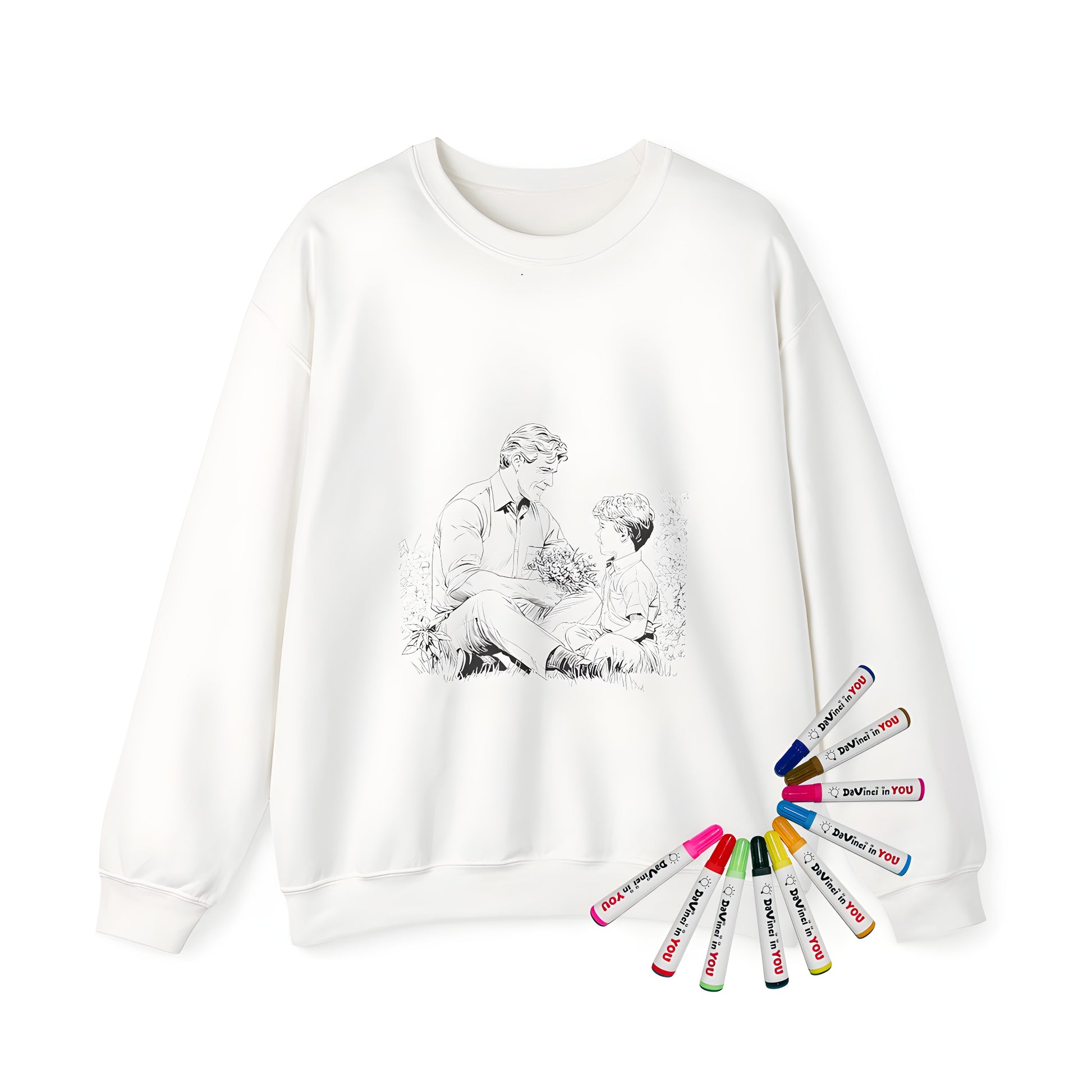 Adult sweatshirts for dad and son bonding, father-son activities, family moments, touching scenes, coloring pages come to life