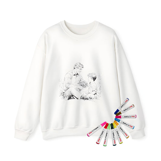Adult sweatshirts for dad and son bonding, father-son activities, family moments, touching scenes, coloring pages come to life