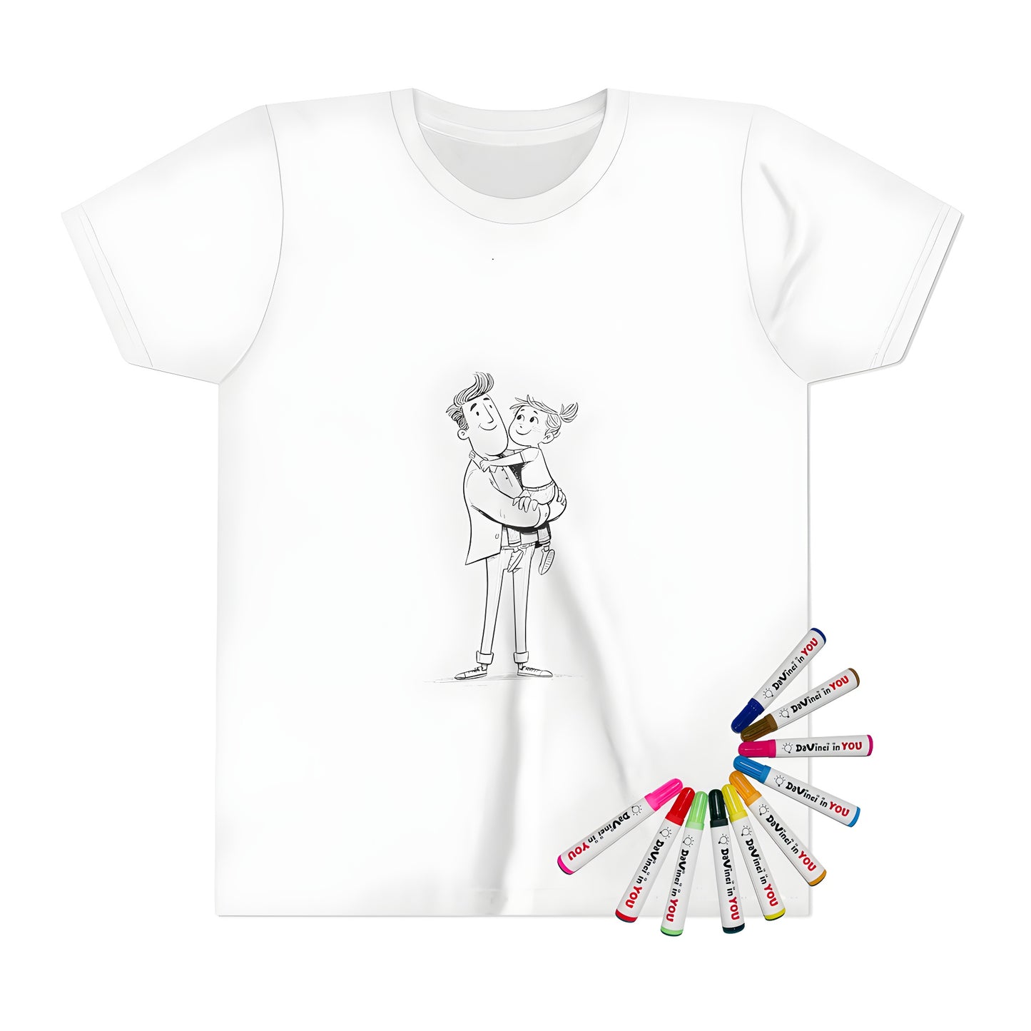 Father and child bonding coloring kit with adorable t-shirt design