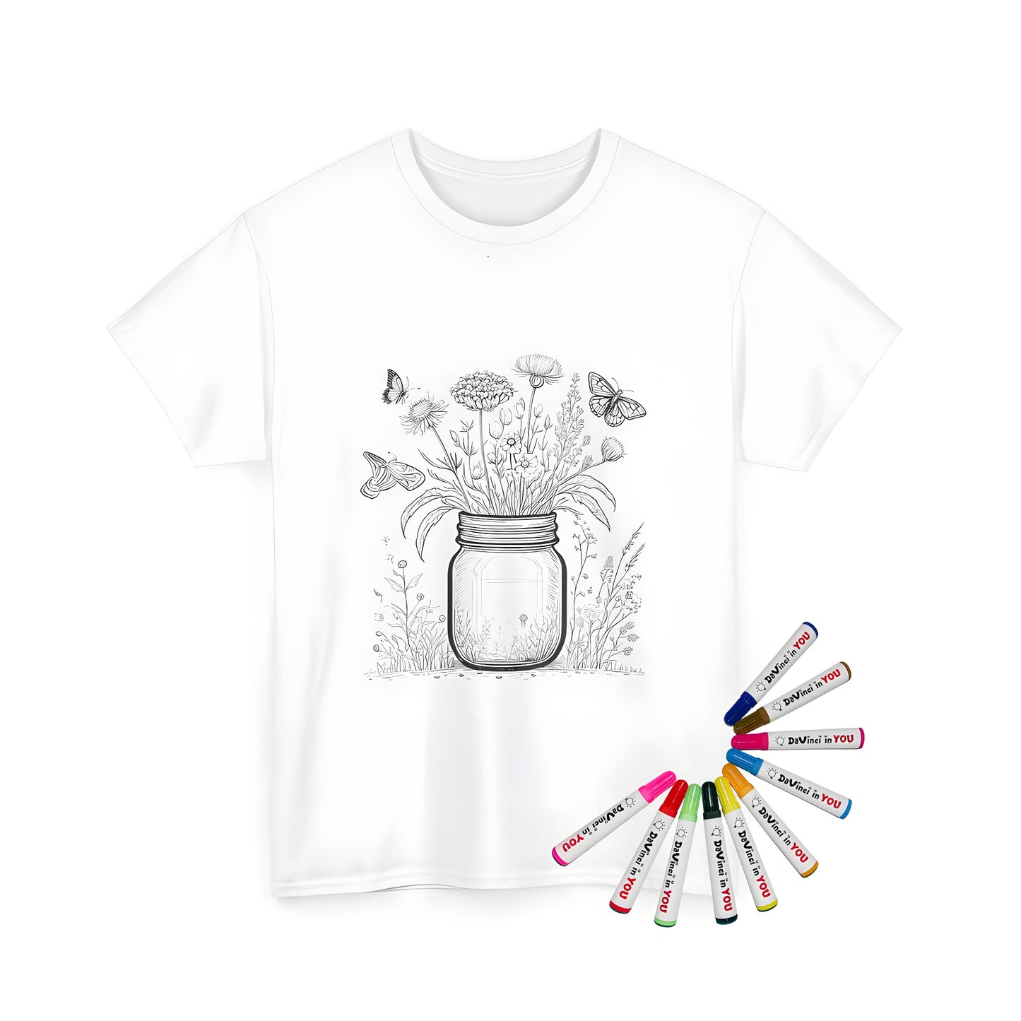 Unisex T-shirt Coloring Kit with 10 Fabric Markers - Wildflowers